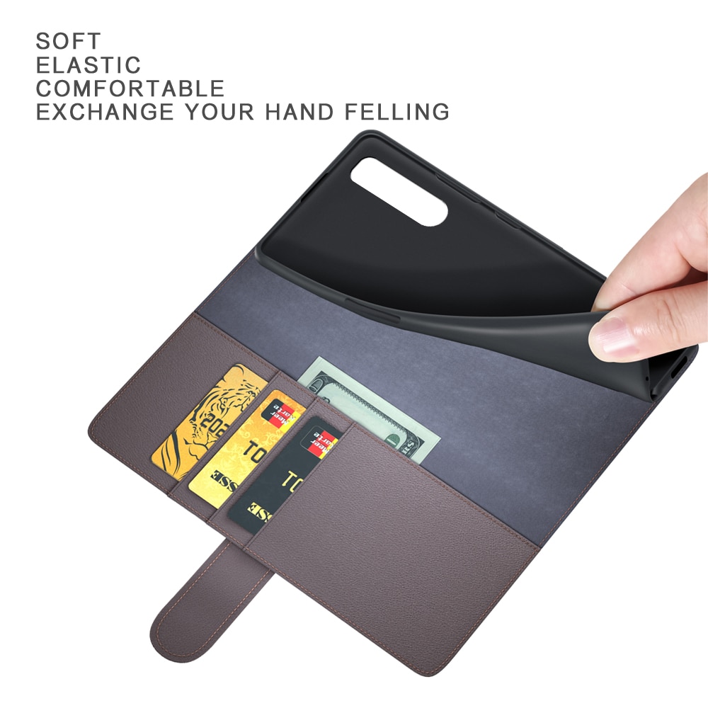 Funda de cuero genuino Sony Xperia 10 IV, Marrón
