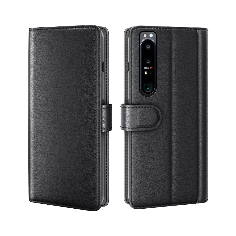 Funda de cuero genuino Sony Xperia 1 IV, negro