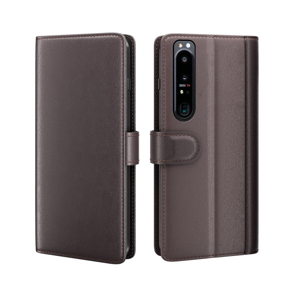 Funda de cuero genuino Sony Xperia 1 IV, marrón