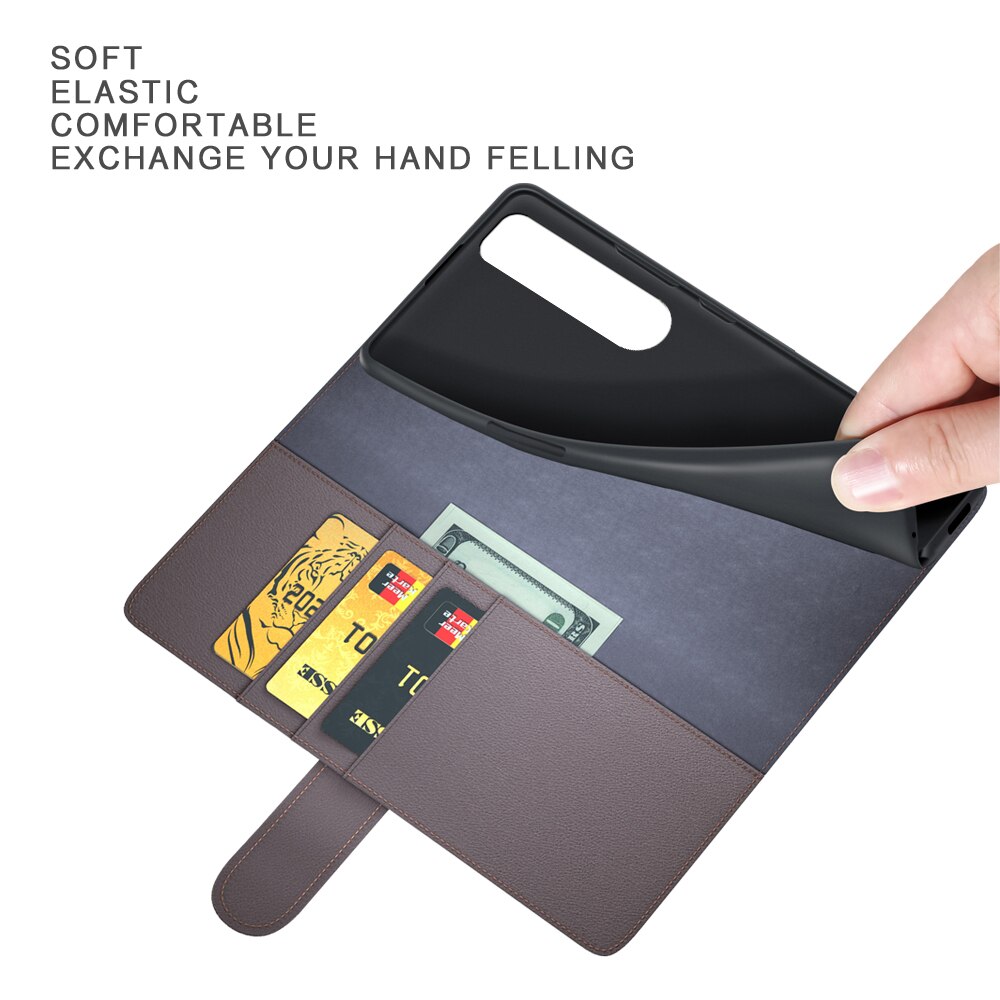 Funda de cuero genuino Sony Xperia 1 IV, Marrón