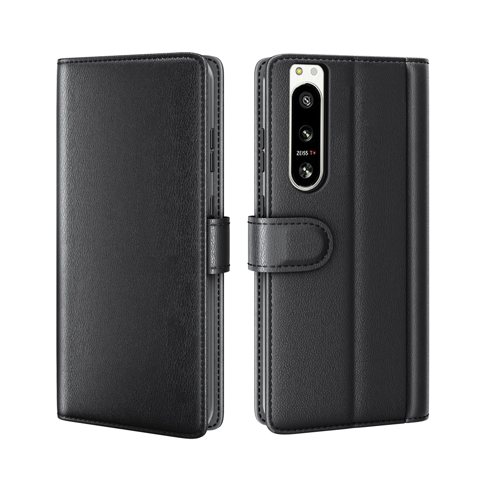 Funda de cuero genuino Sony Xperia 5 IV, negro