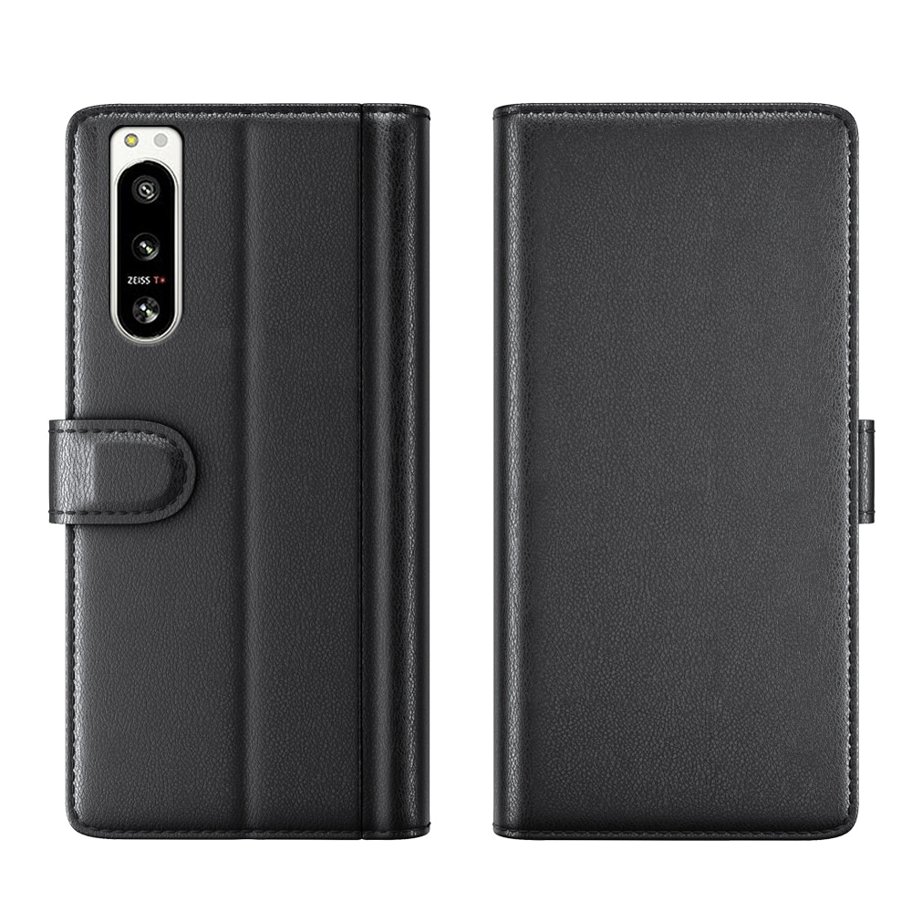 Funda de cuero genuino Sony Xperia 5 IV, negro