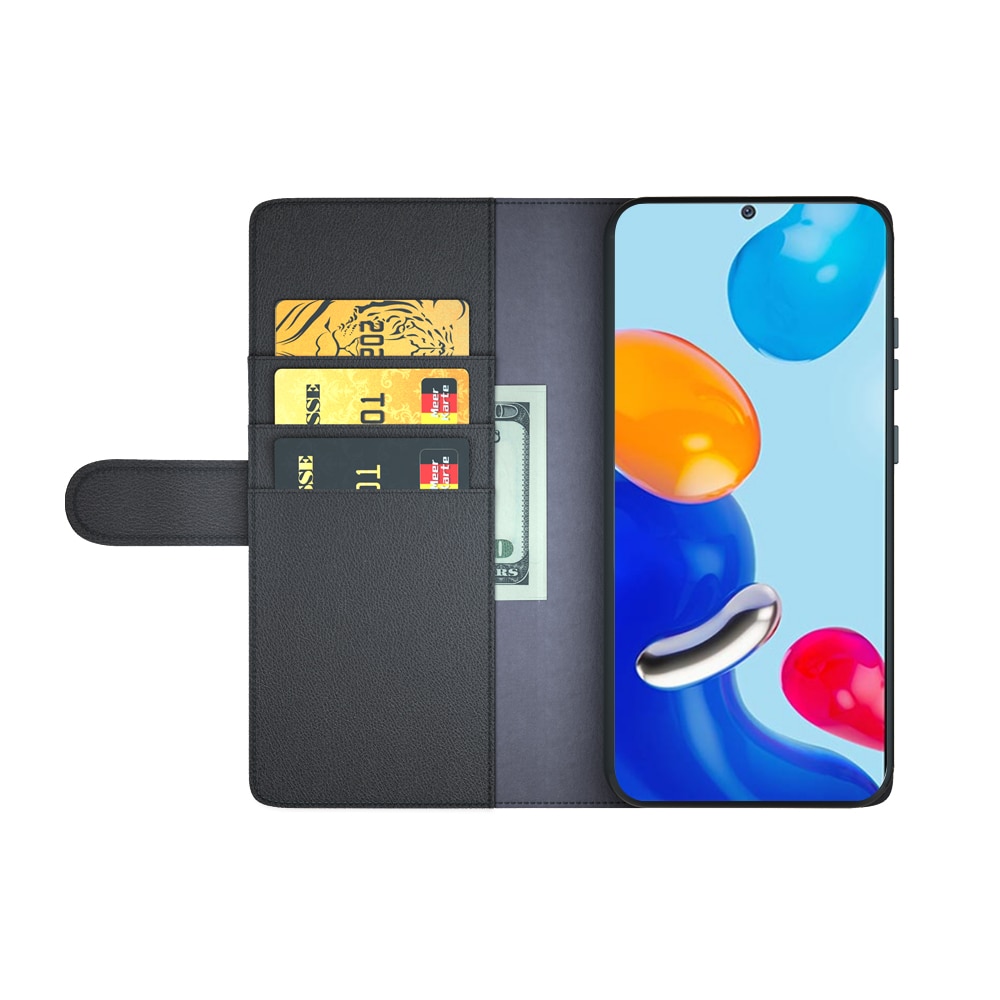 Funda de cuero genuino Xiaomi Redmi Note 11, negro
