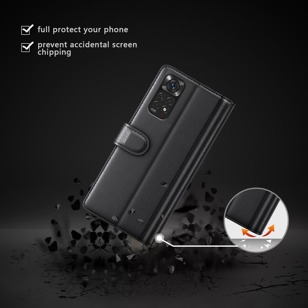 Funda de cuero genuino Xiaomi Redmi Note 11, negro