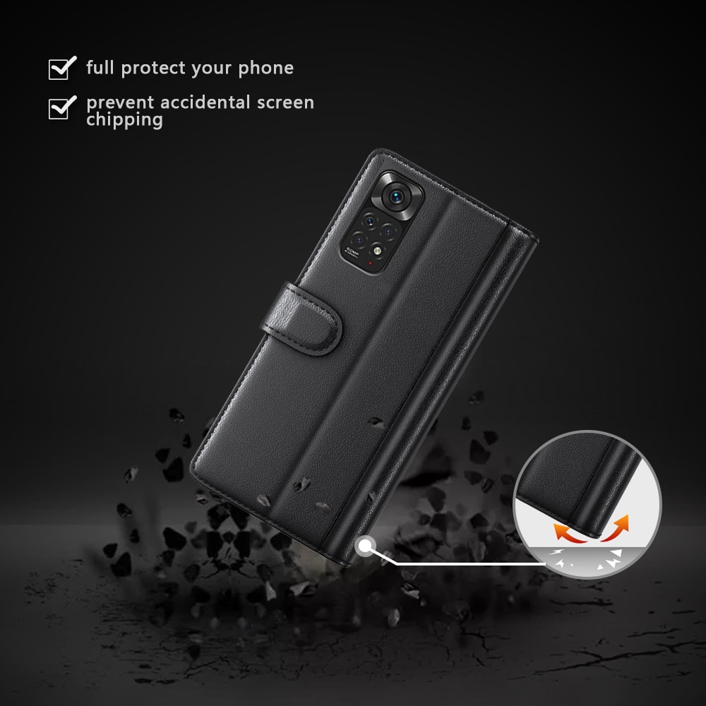 Funda de cuero genuino Xiaomi Redmi Note 11, Negro