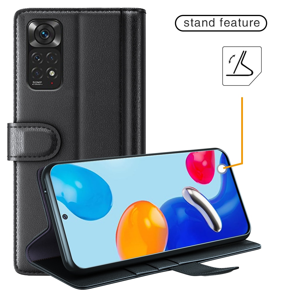 Funda de cuero genuino Xiaomi Redmi Note 11, Negro