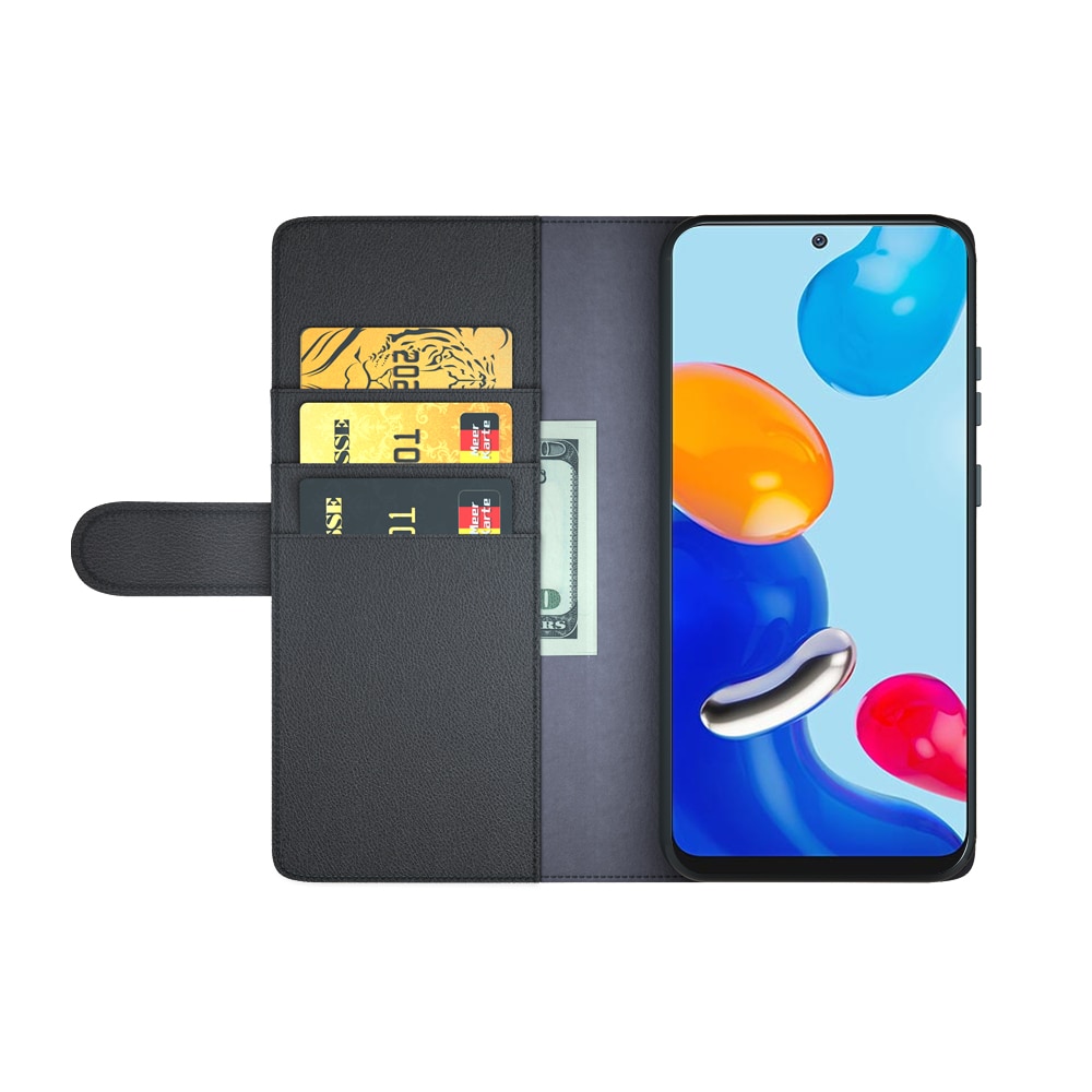 Funda de cuero genuino Xiaomi Redmi Note 11 Pro, negro