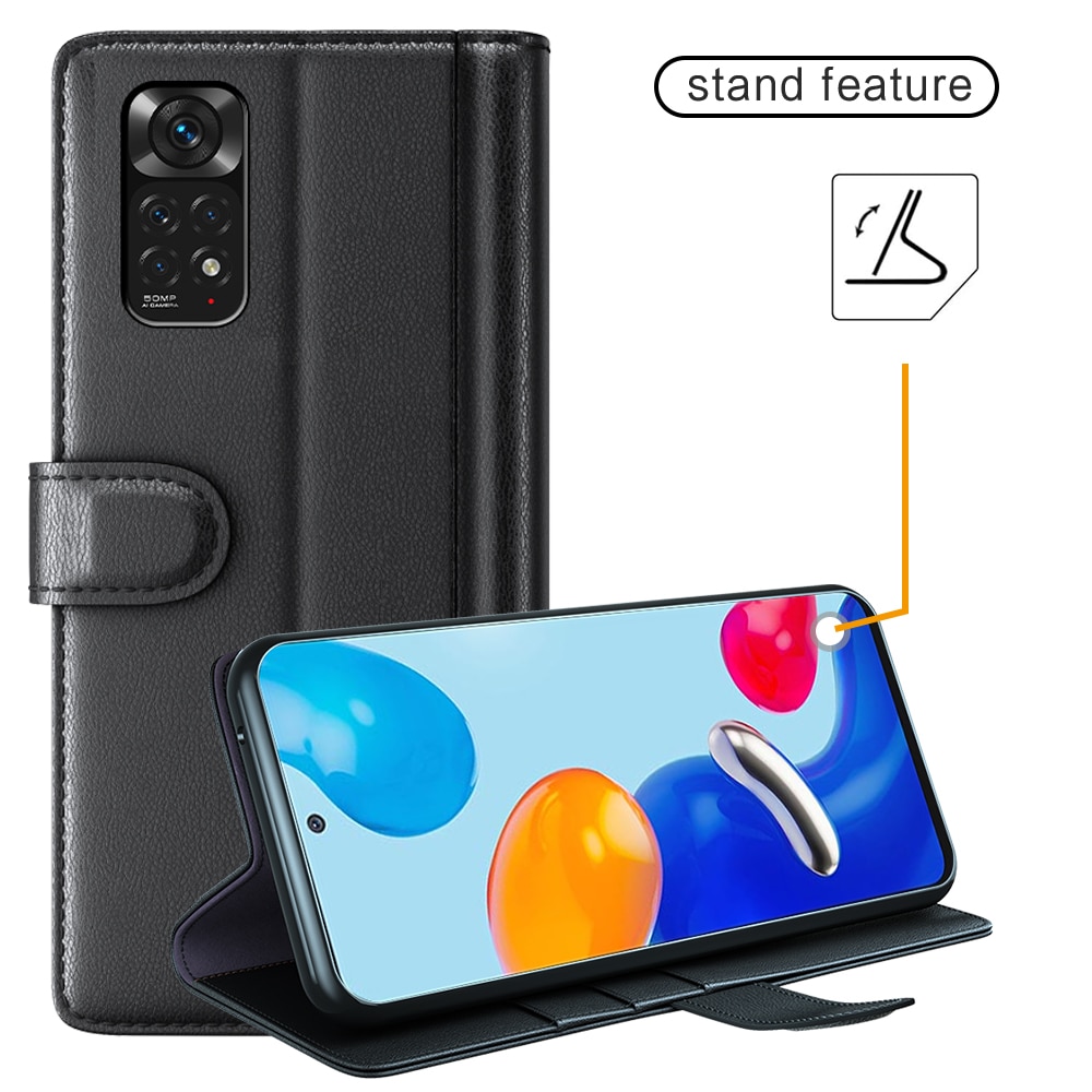 Funda de cuero genuino Xiaomi Redmi Note 11 Pro, Negro