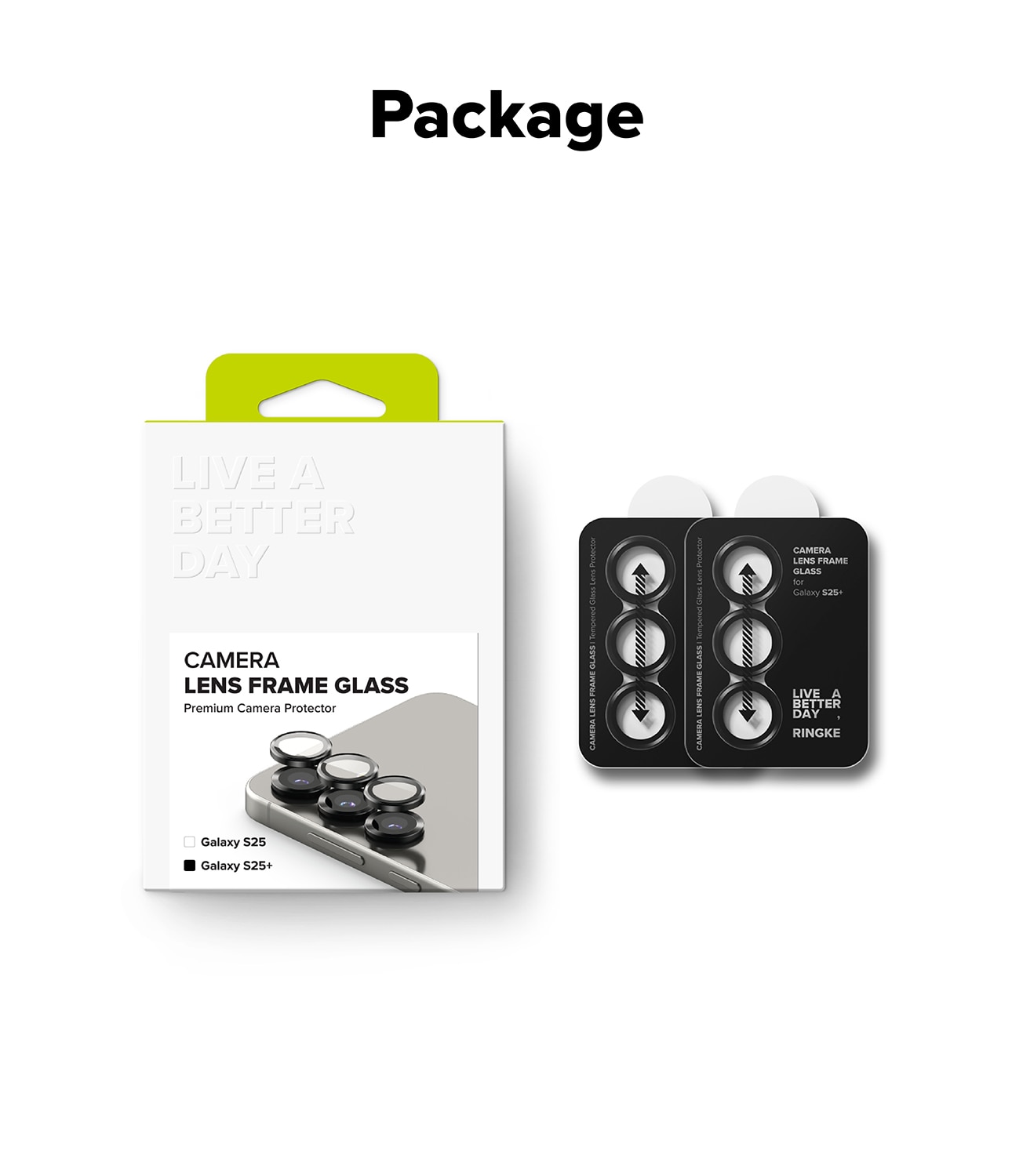 Camera Lens Frame Glass (2 piezas) Samsung Galaxy S25 Plus Black