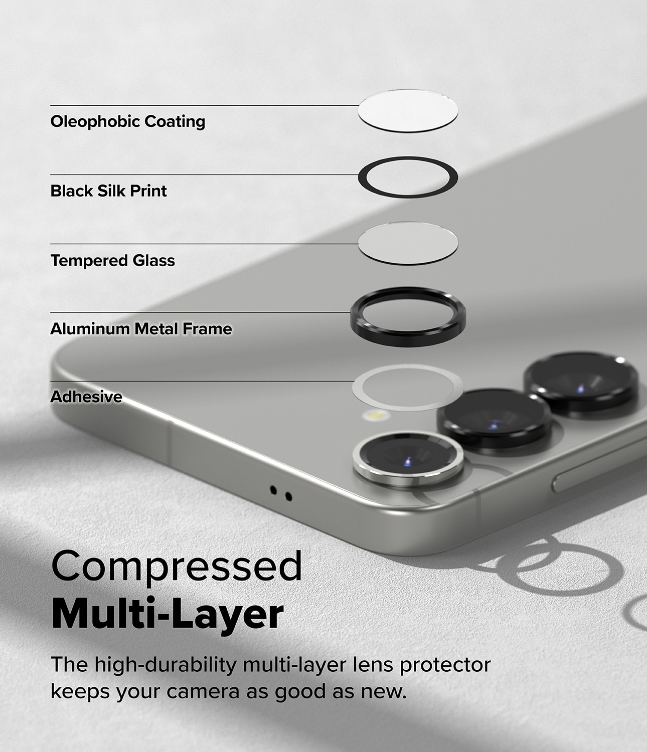 Camera Lens Frame Glass (2 piezas) Samsung Galaxy S25 Plus Black