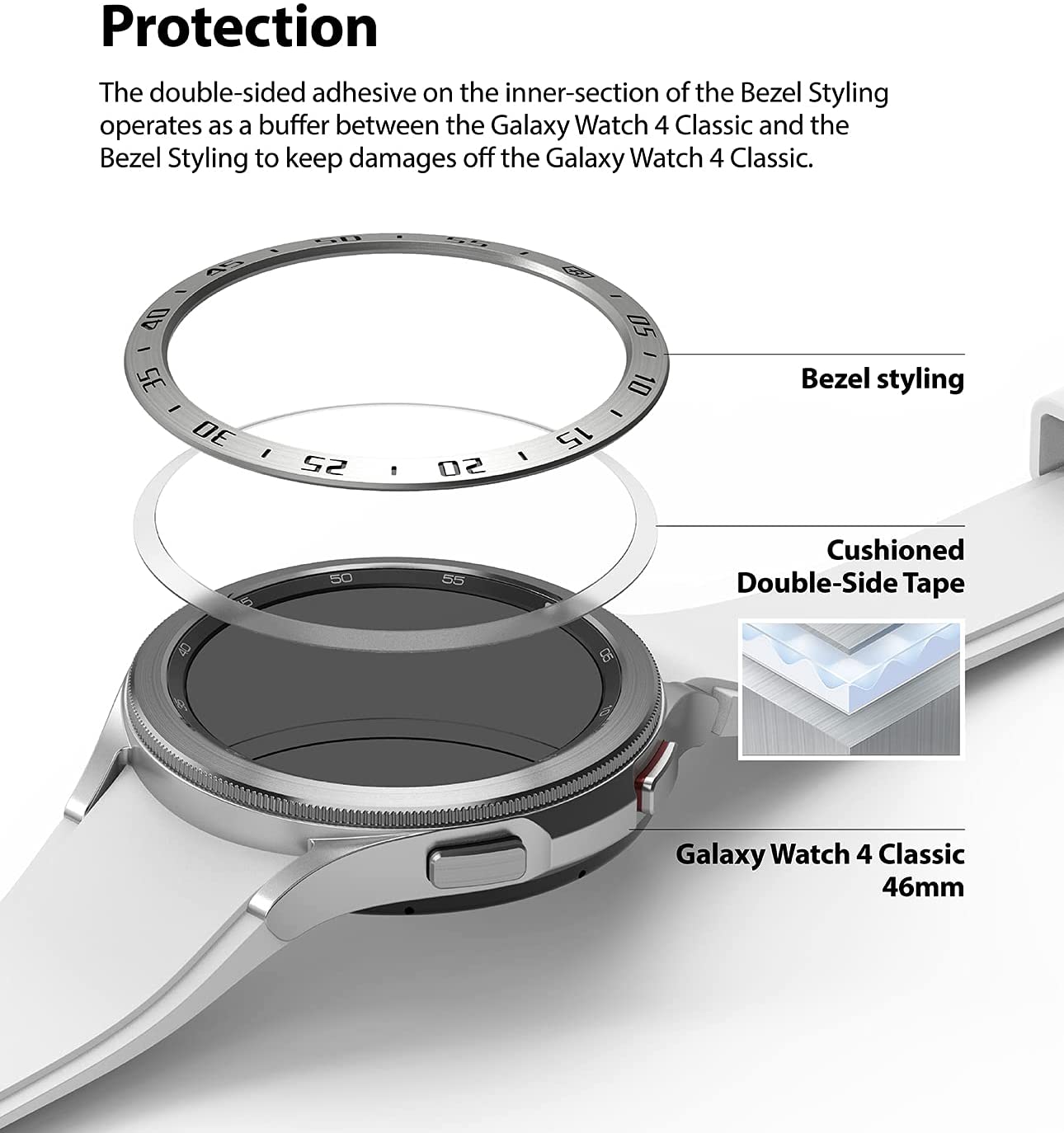 Bezel Styling Samsung Galaxy Watch 4 Classic 46mm Plata