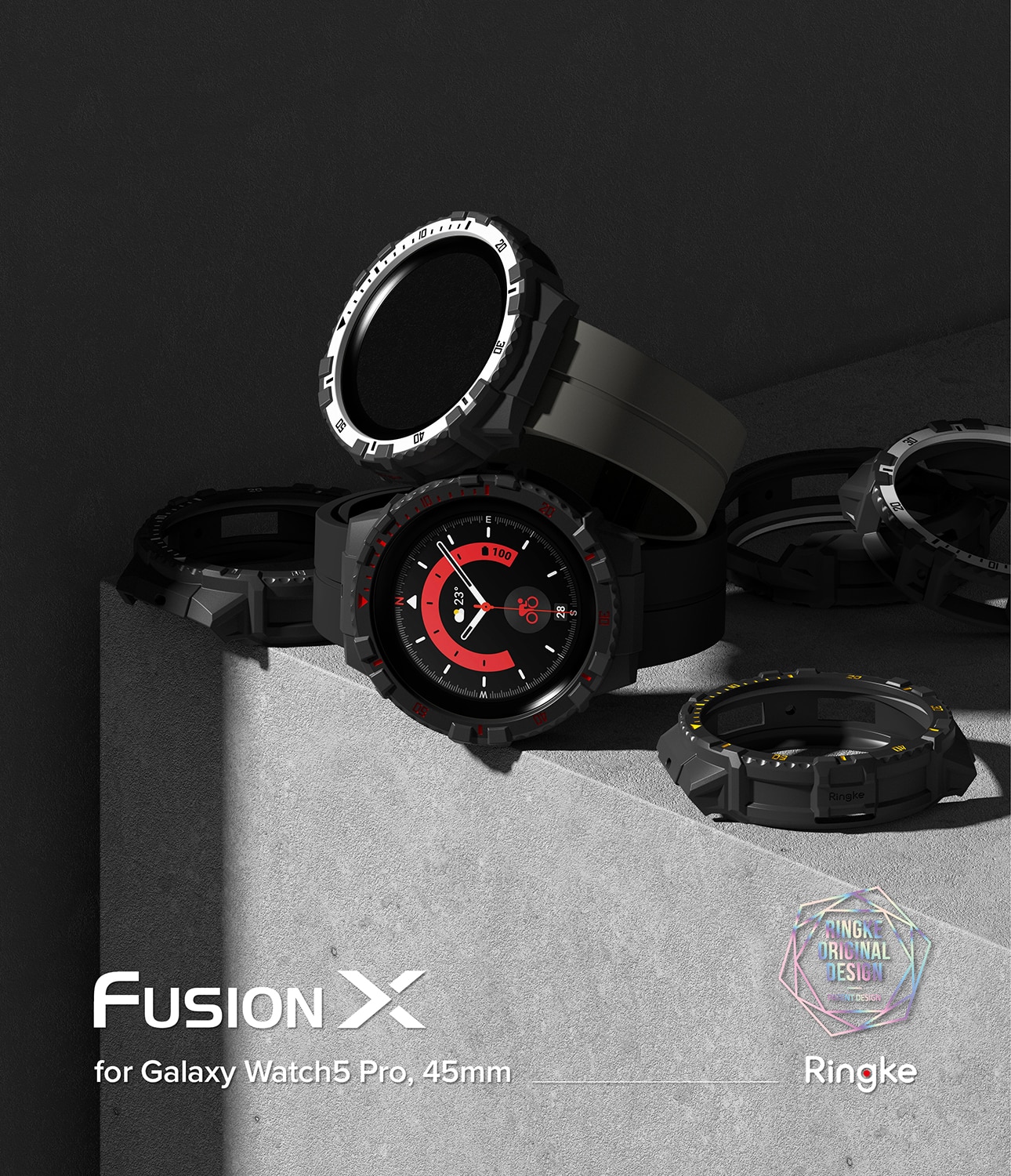 Fusion X Funda Samsung Galaxy Watch 5 Pro 45mm Black (Red Index)