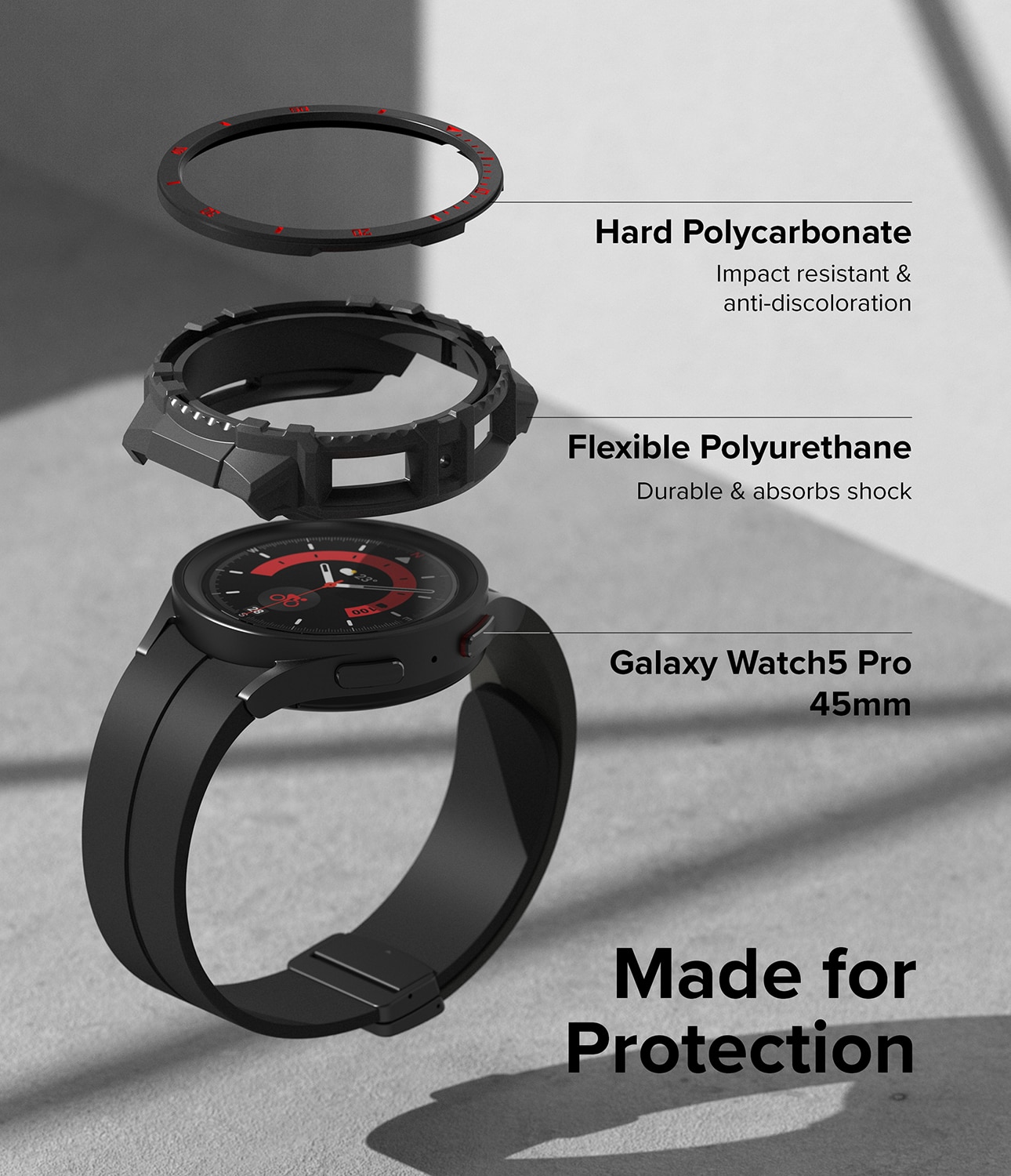 Fusion X Funda Samsung Galaxy Watch 5 Pro 45mm Black (Red Index)