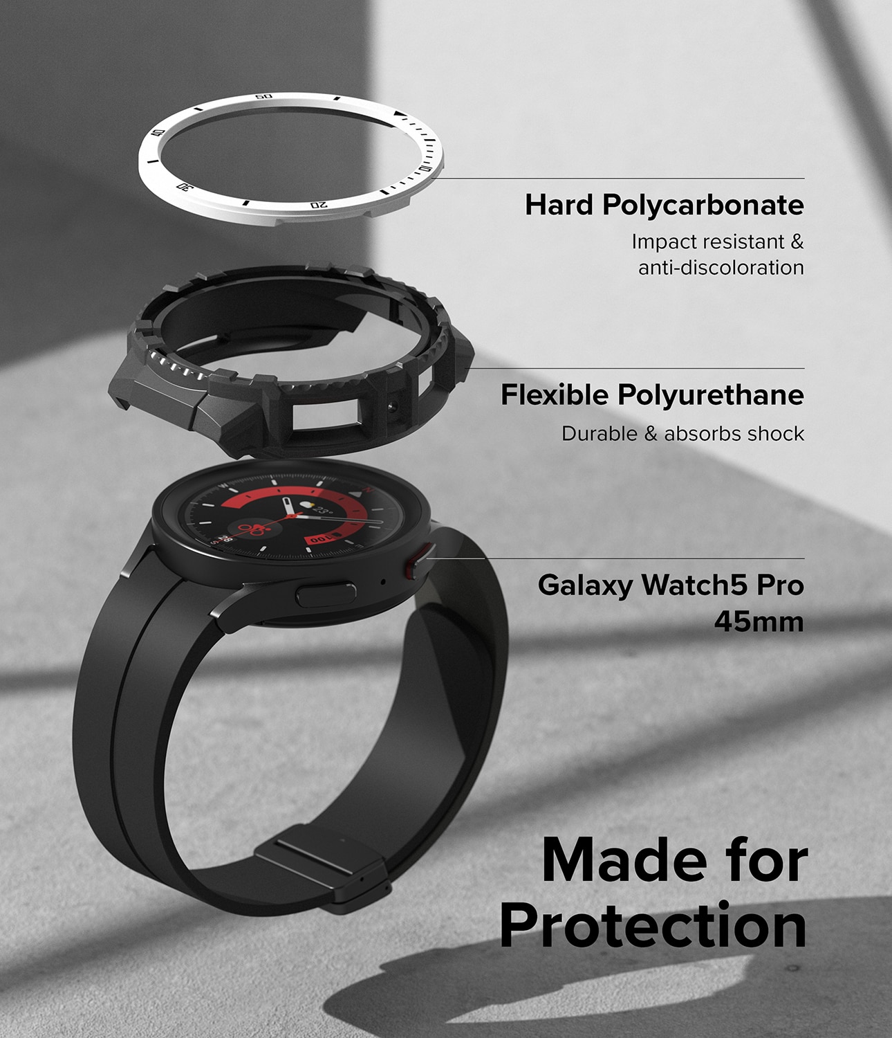 Fusion X Funda Samsung Galaxy Watch 5 Pro 45mm White (Black Index)