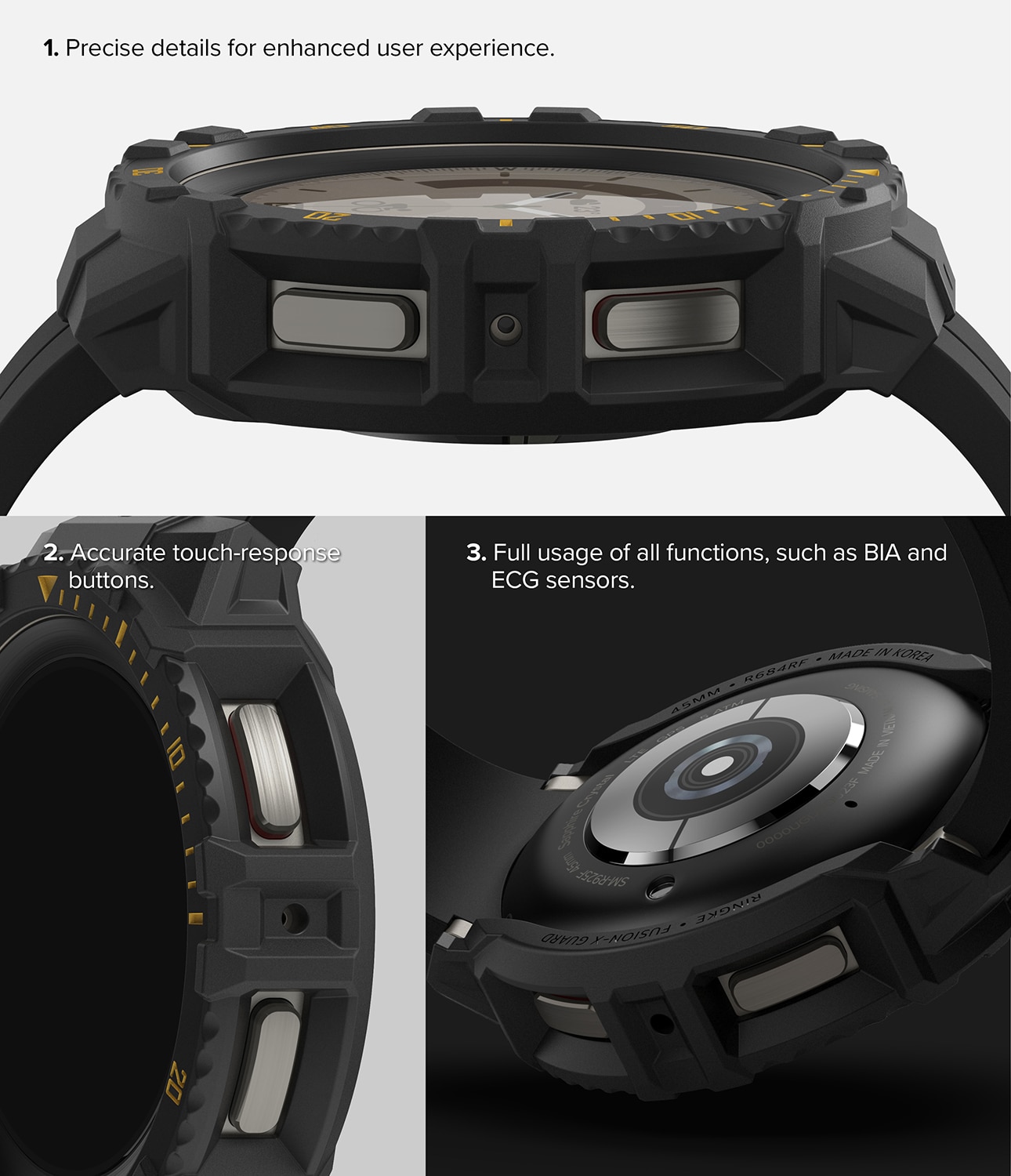 Fusion X Funda Samsung Galaxy Watch 5 Pro 45mm Black (Yellow Index)