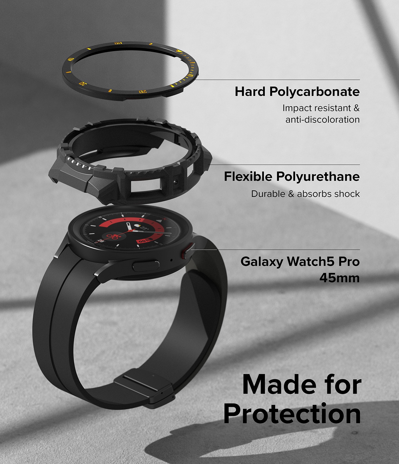 Fusion X Funda Samsung Galaxy Watch 5 Pro 45mm Black (Yellow Index)