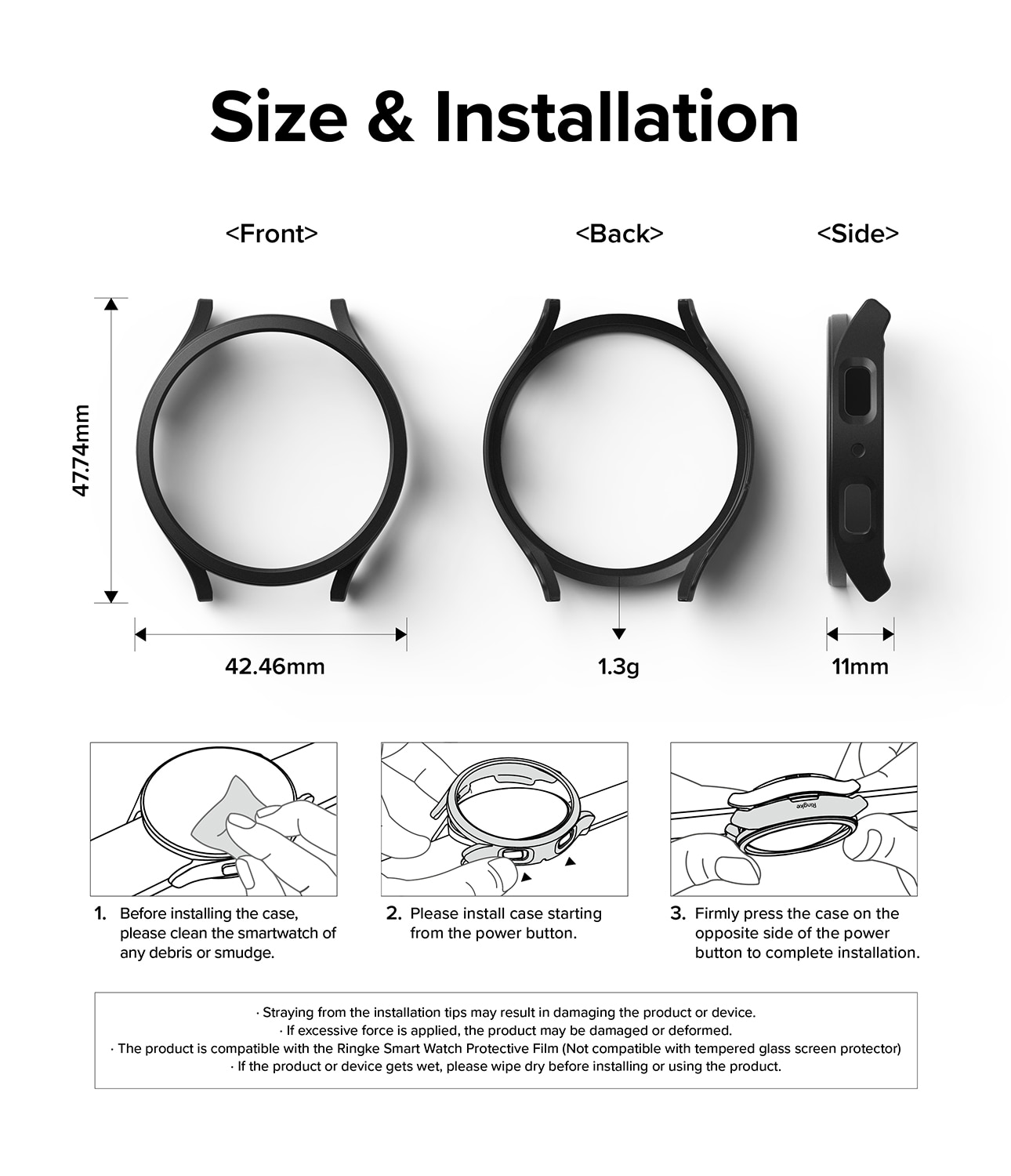 Funda Slim (2 piezas) Samsung Galaxy Watch 6 40mm Matte Black & Clear