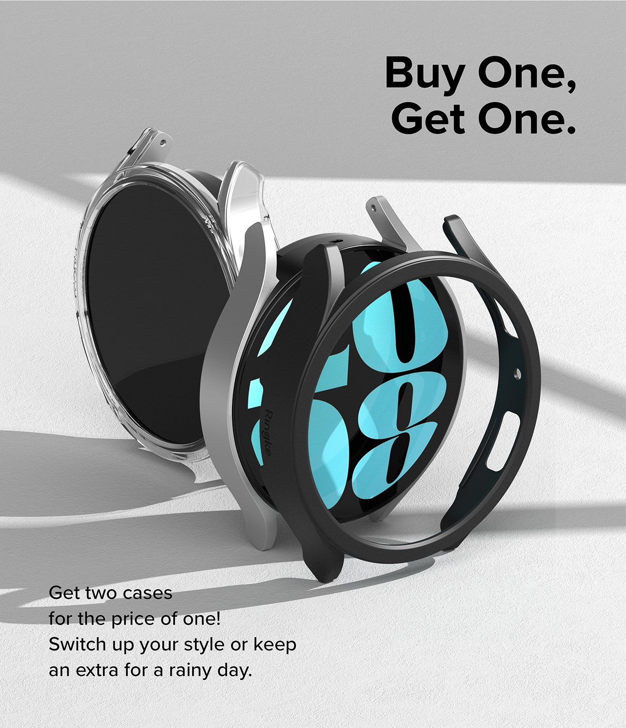Funda Slim (2 piezas) Galaxy Watch 6 44mm Matte Black & Clear