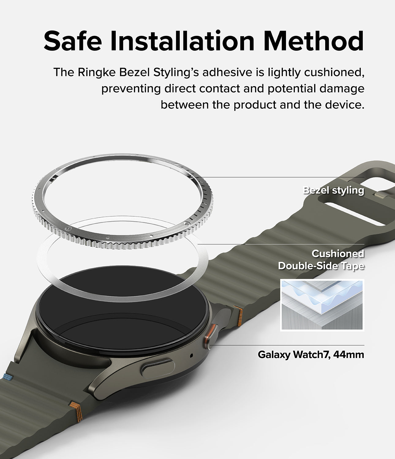 Bezel Styling + Glass Combo Samsung Galaxy Watch 7 44mm Glossy Silver