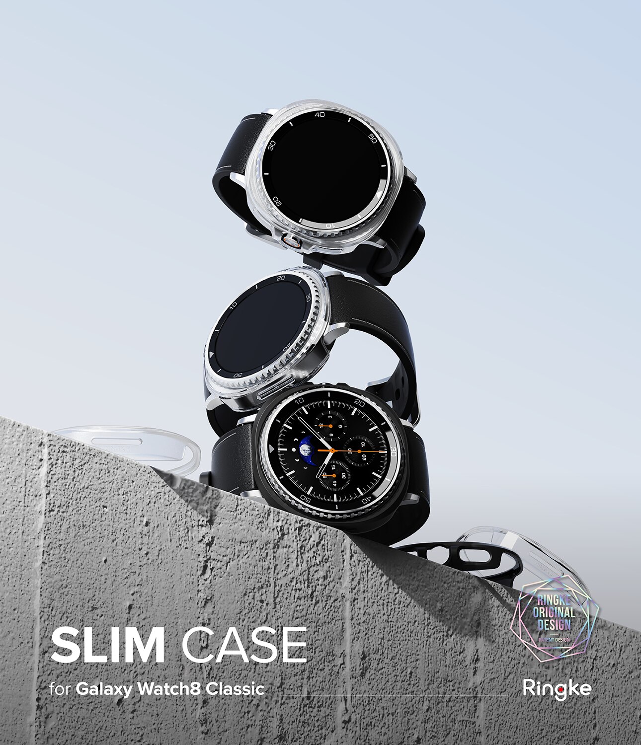 Funda Slim (2 piezas) Samsung Galaxy Watch 8 Classic Matte Black & Clear