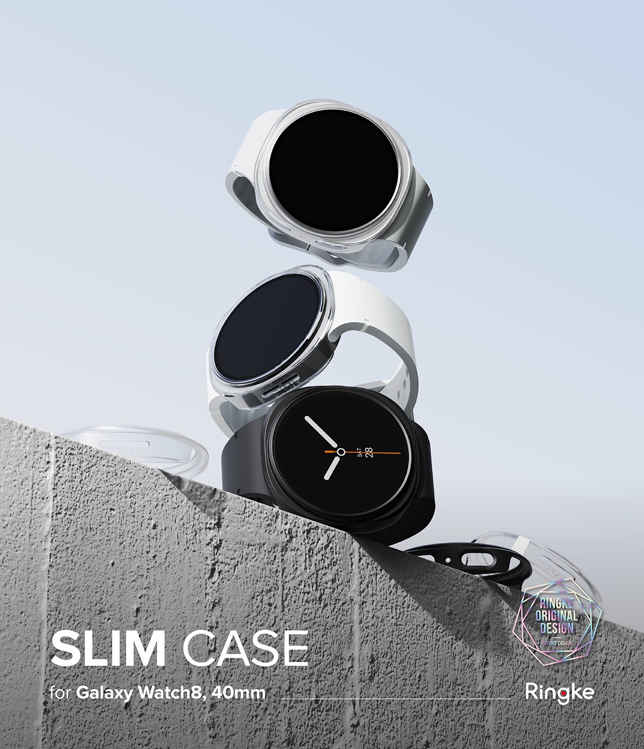 Funda Slim (2 piezas) Samsung Galaxy Watch 8 40mm Matte Black & Clear