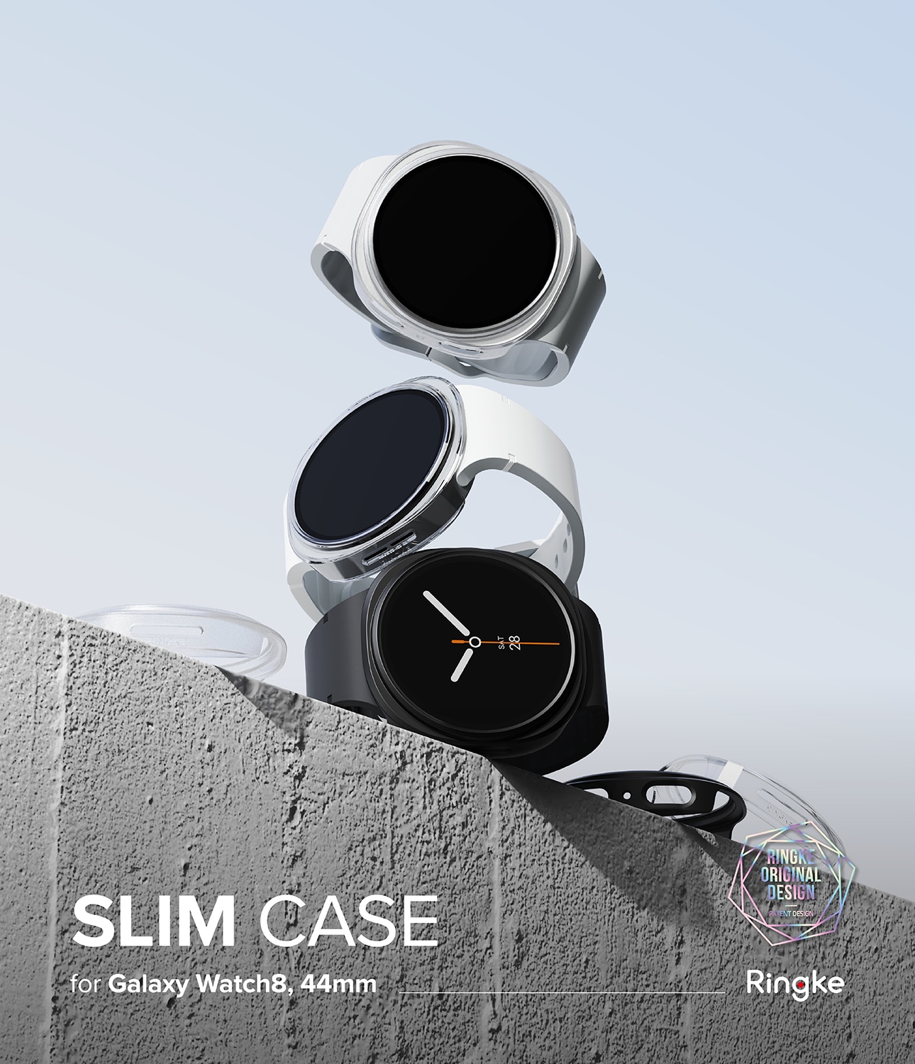 Funda Slim (2 piezas) Samsung Galaxy Watch 8 44mm Matte Black & Clear