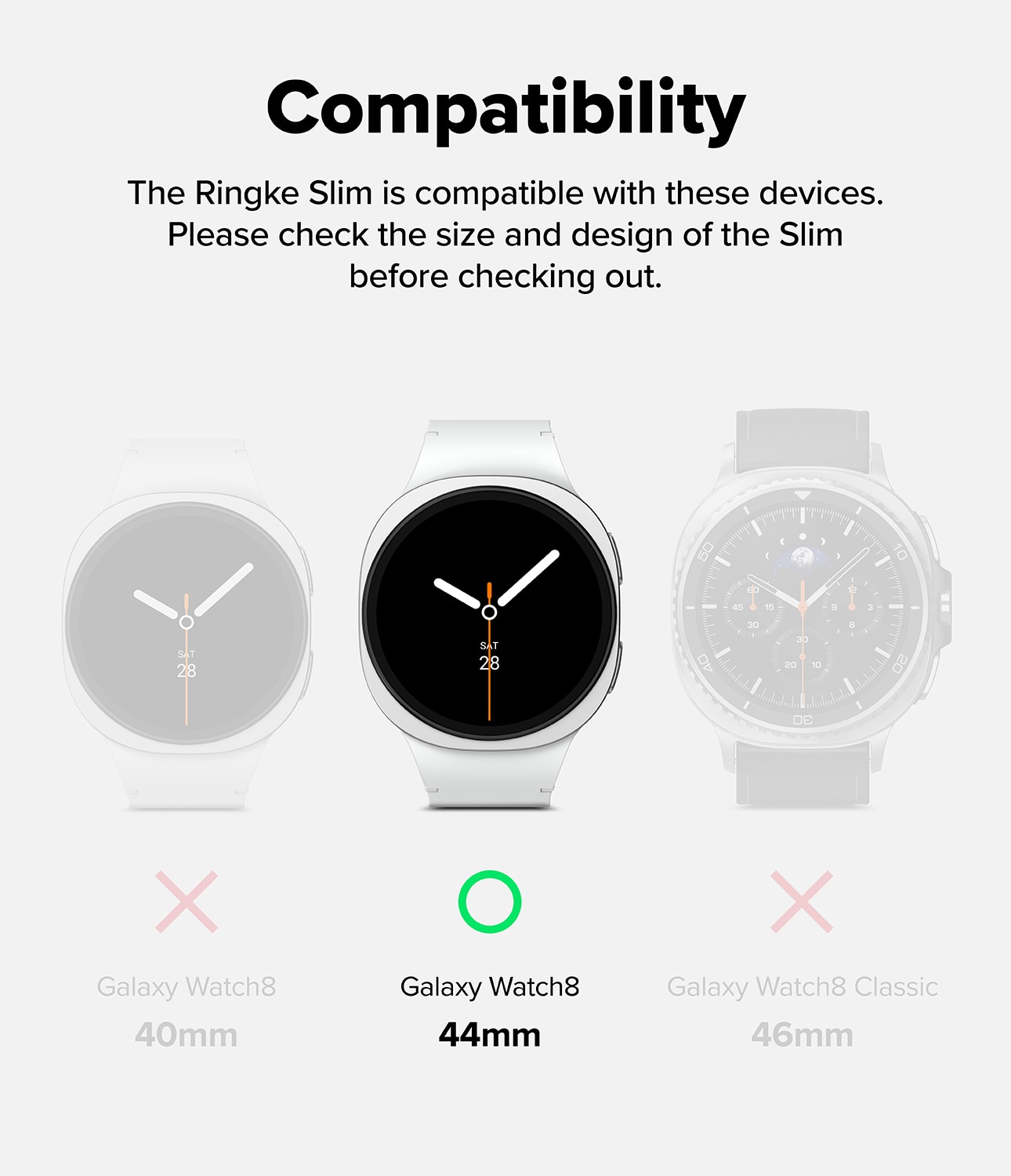 Funda Slim (2 piezas) Samsung Galaxy Watch 8 44mm Matte Black & Clear