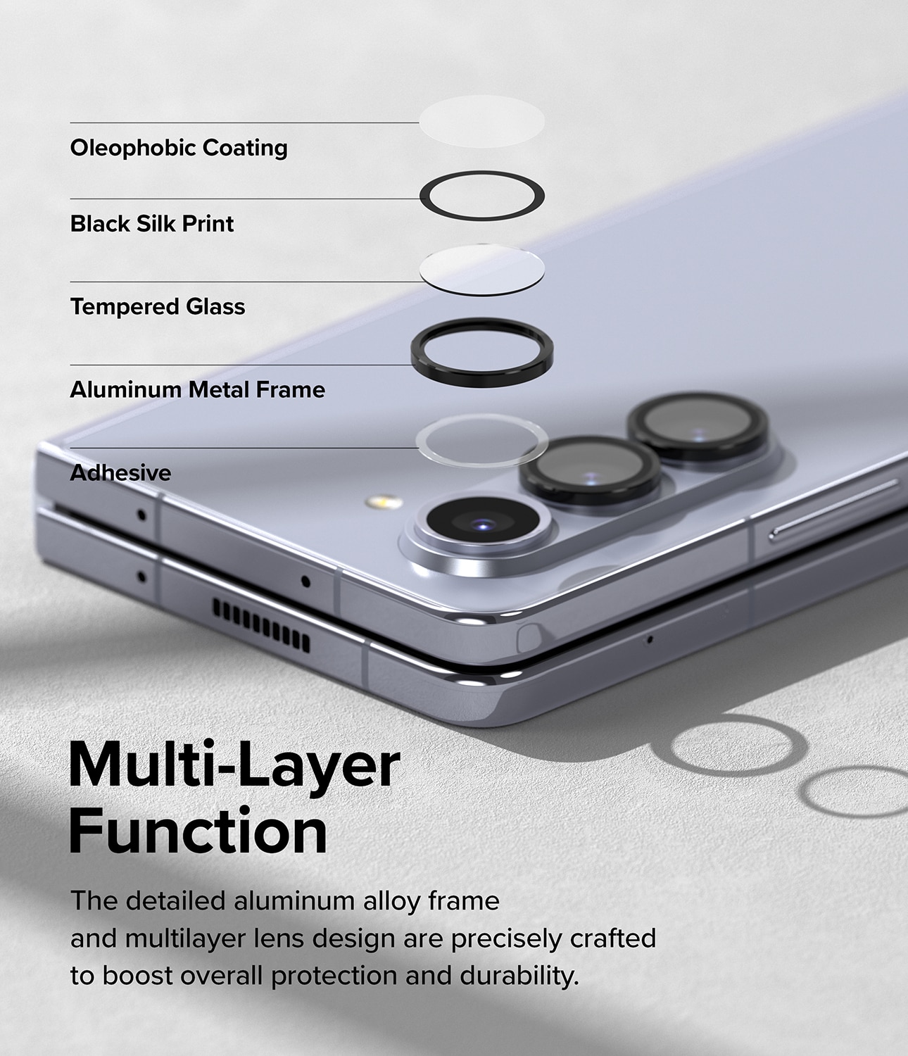 Camera Lens Frame Glass Samsung Galaxy Z Fold 5 Negro