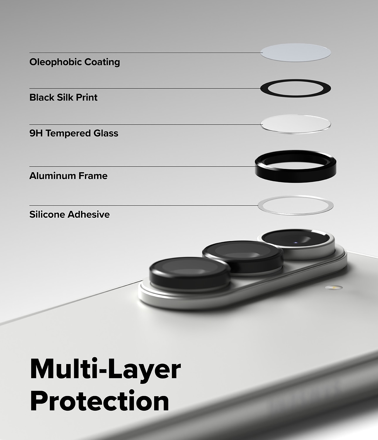 Camera Lens Frame Glass (2 piezas) Samsung Galaxy Z Fold 7 Black