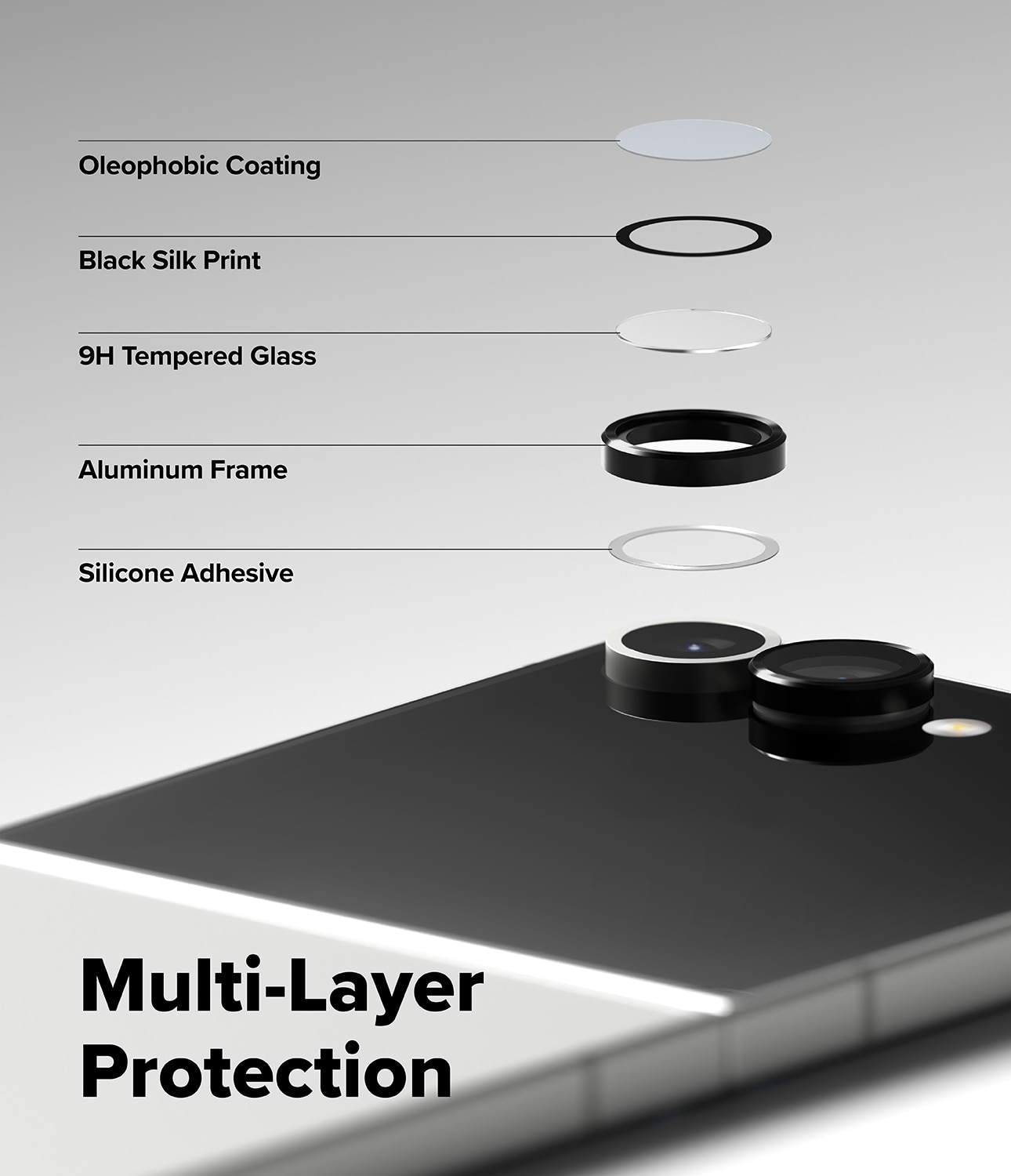 Camera Lens Frame Glass (2 piezas) Samsung Galaxy Z Flip 7 Black