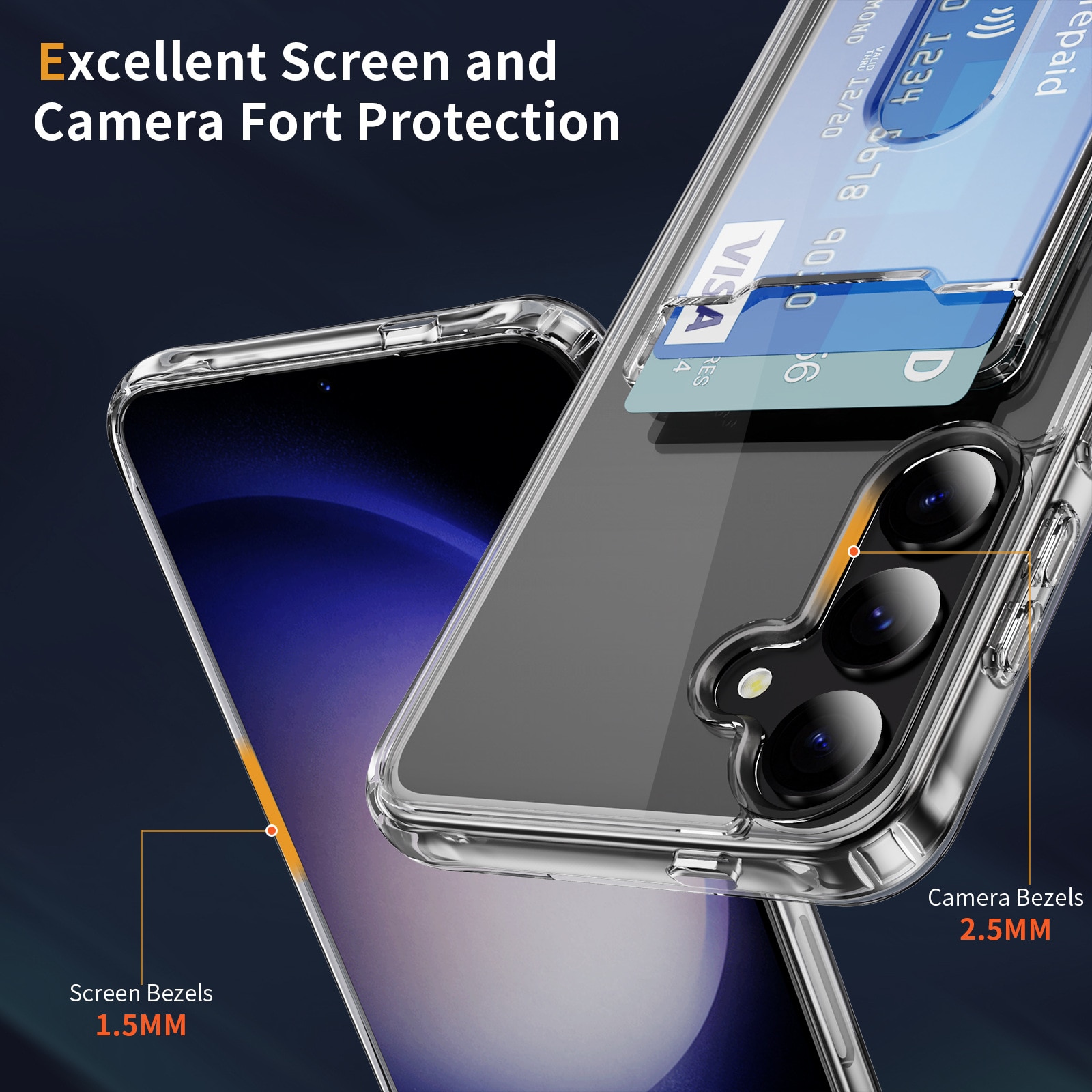 Funda híbrida con ranuras para tarjetas Samsung Galaxy S24 Plus transparente