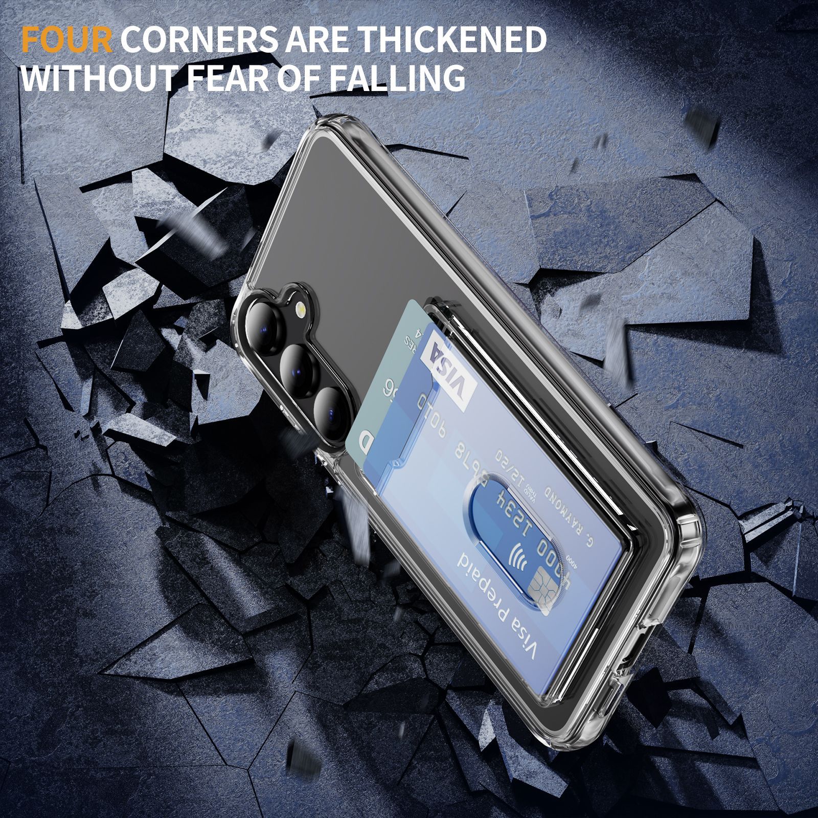 Funda híbrida con ranuras para tarjetas Samsung Galaxy S24 Plus Transparente