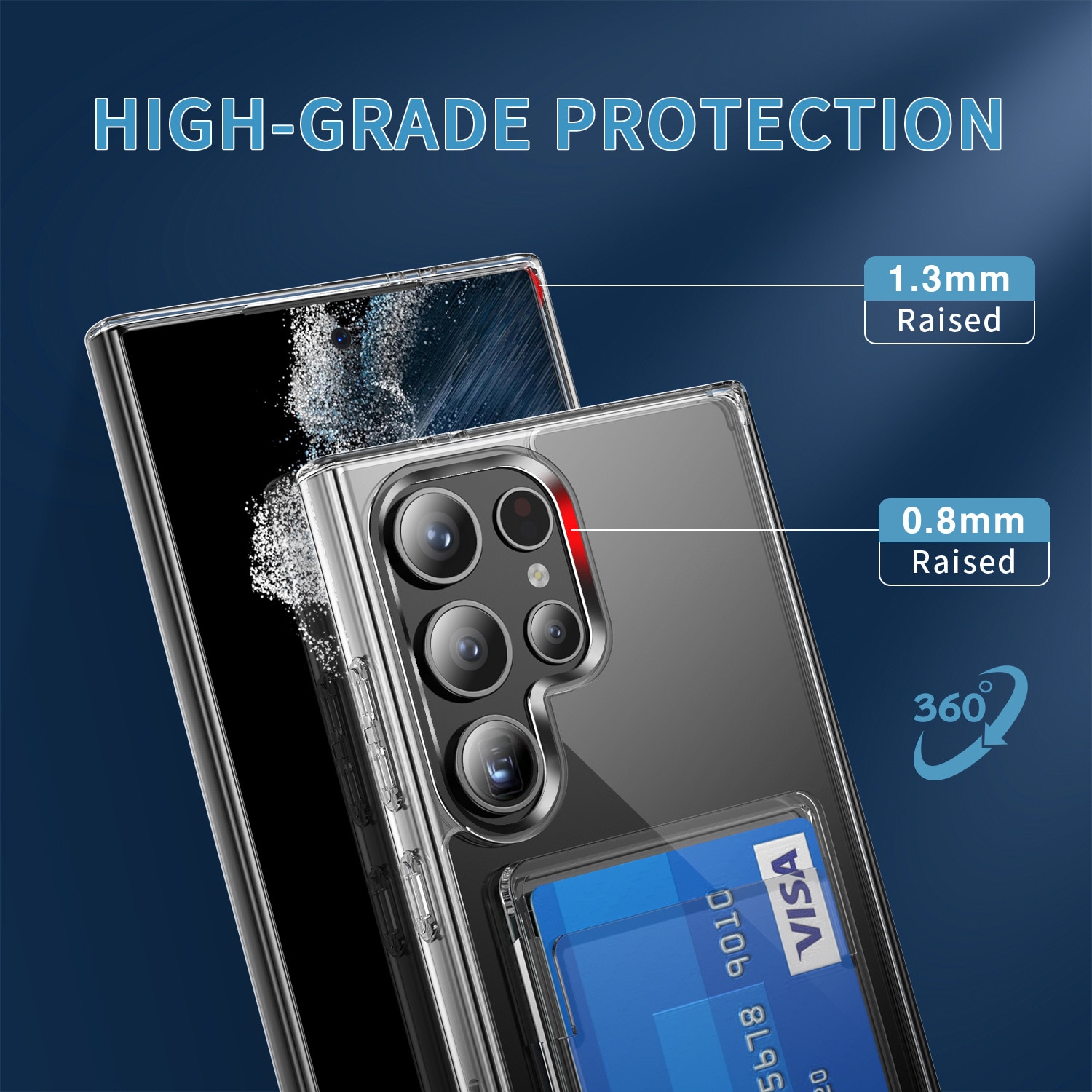 Funda híbrida con ranuras para tarjetas Samsung Galaxy S24 Ultra transparente