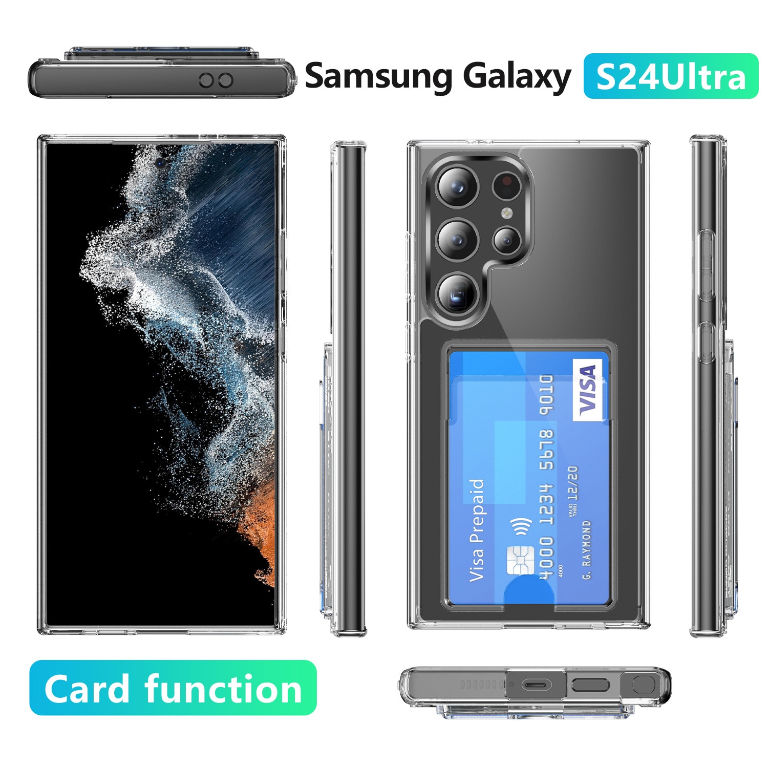 Funda híbrida con ranuras para tarjetas Samsung Galaxy S24 Ultra Transparente