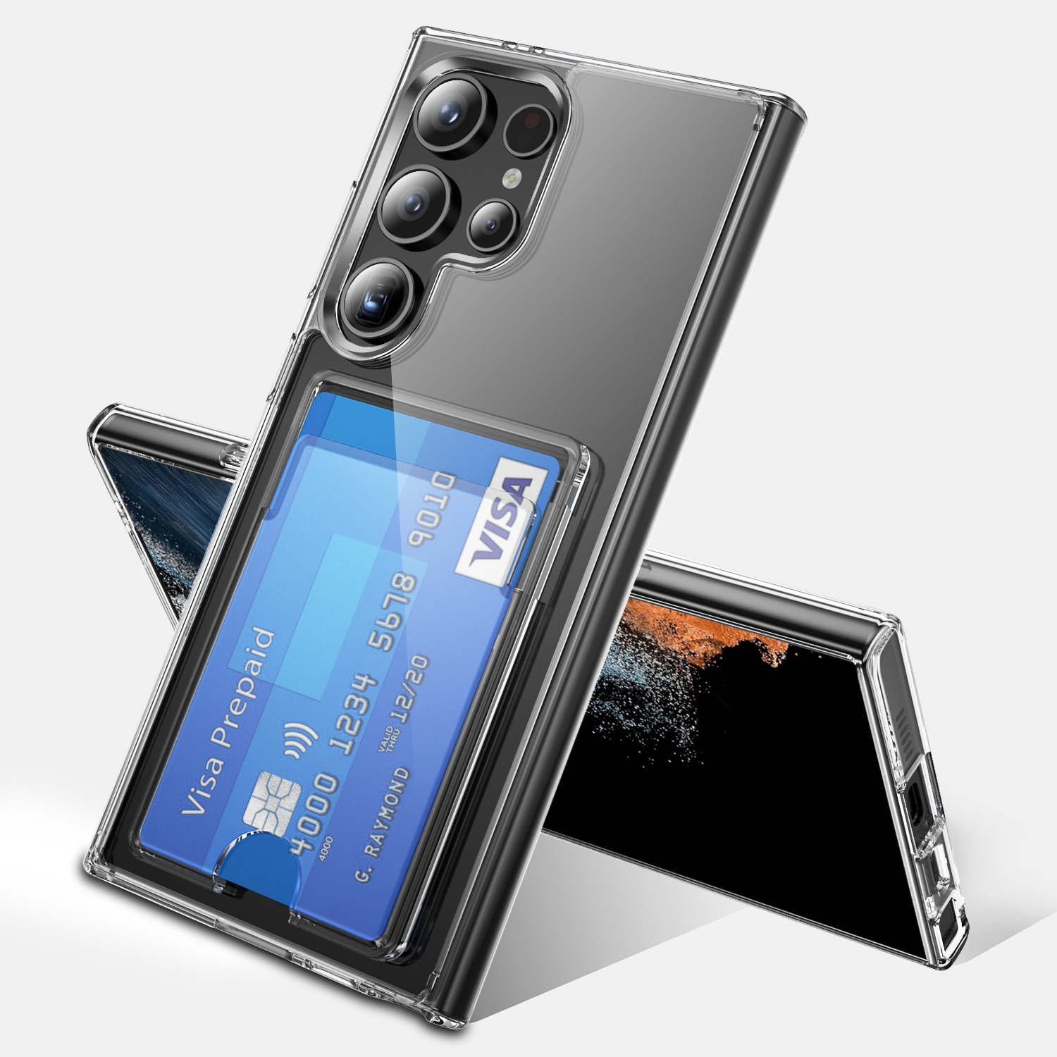 Funda híbrida con ranuras para tarjetas Samsung Galaxy S24 Ultra transparente
