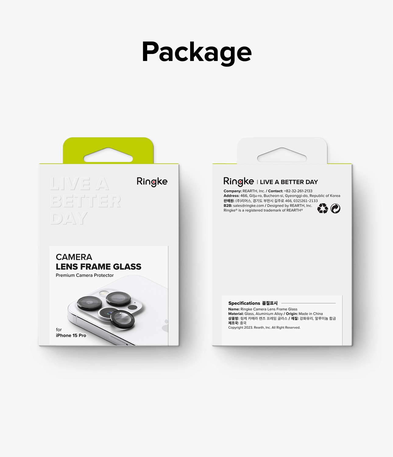 Camera Lens Frame Glass iPhone 15 Pro Negro