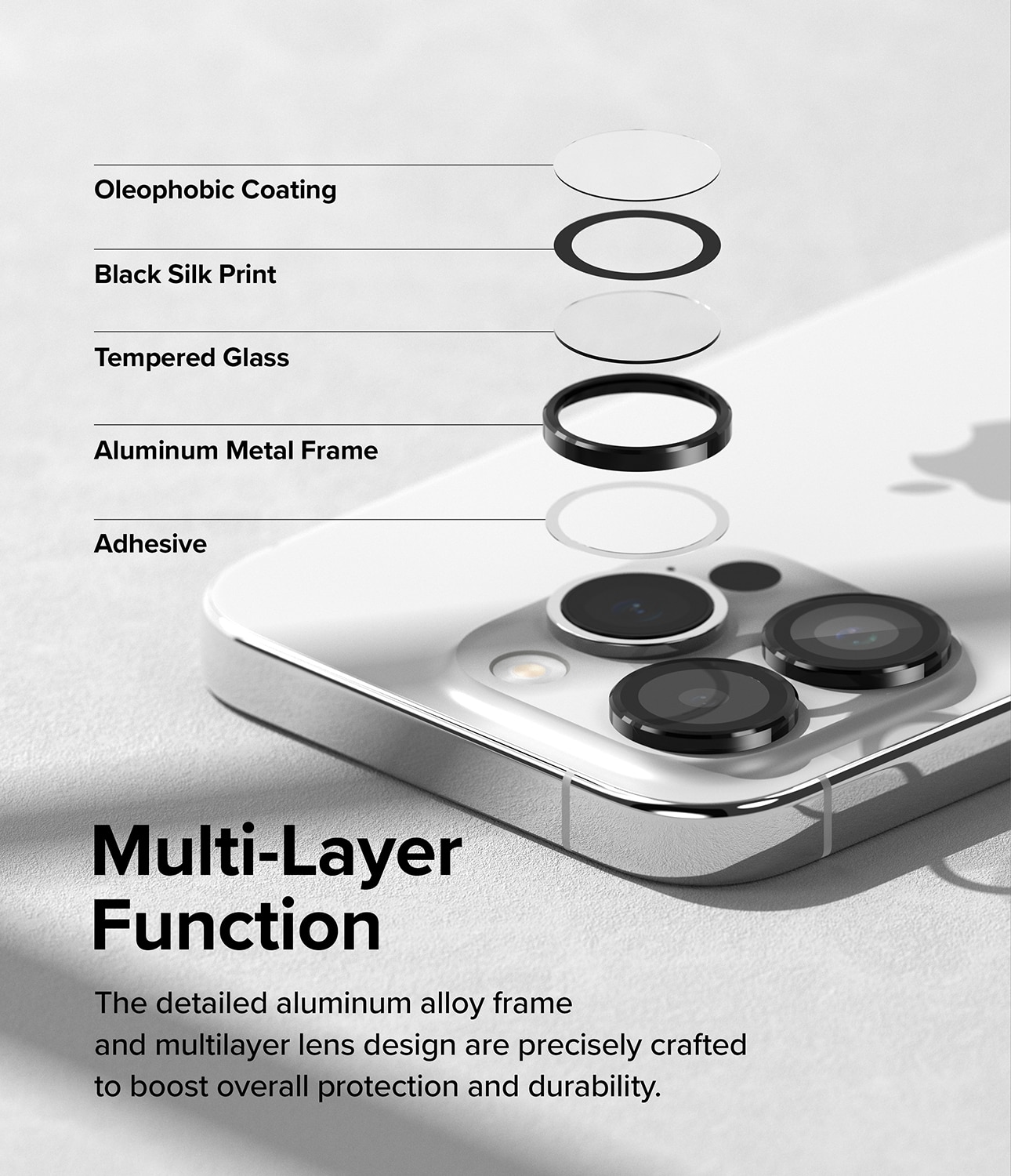 Camera Lens Frame Glass iPhone 15 Pro Negro