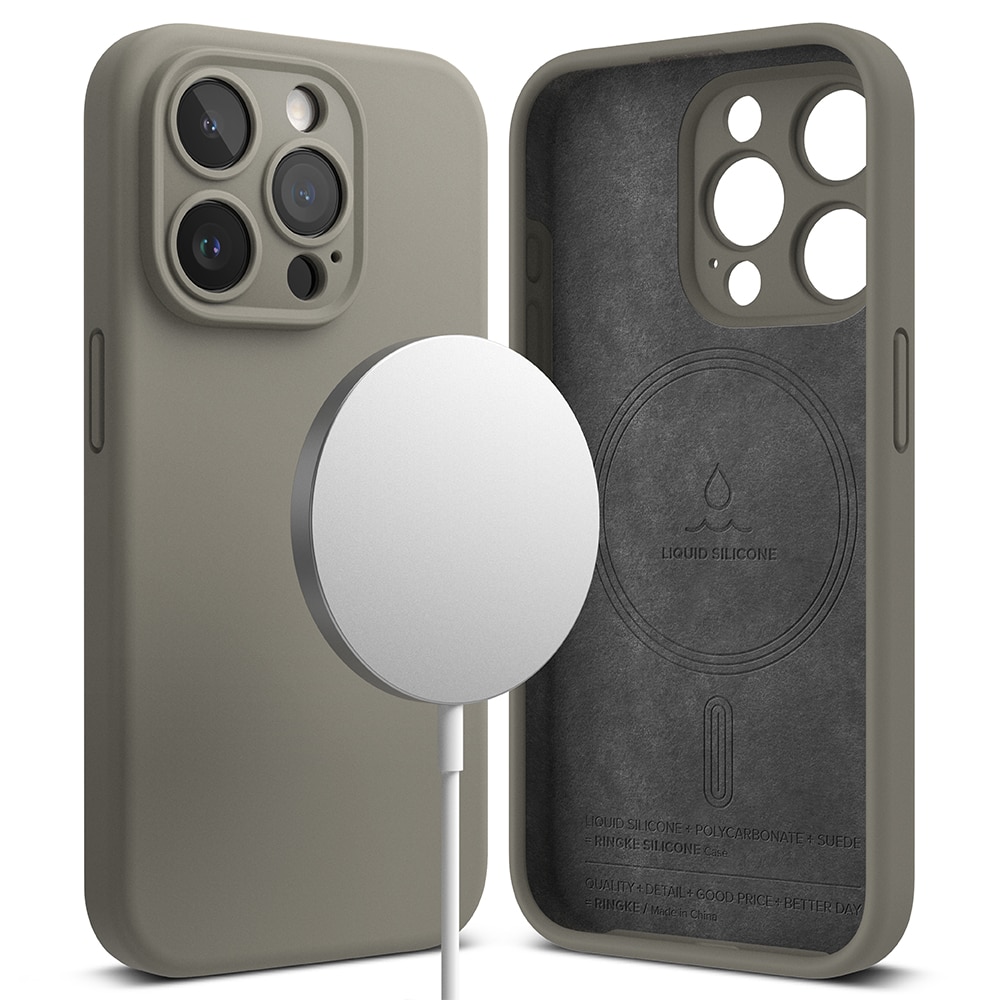 Silicone Magnetic Funda iPhone 15 Pro Gris