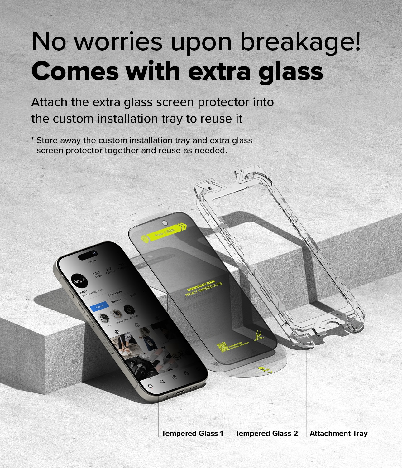 Easy Slide Privacy Glass (2 piezas) iPhone 15 Plus