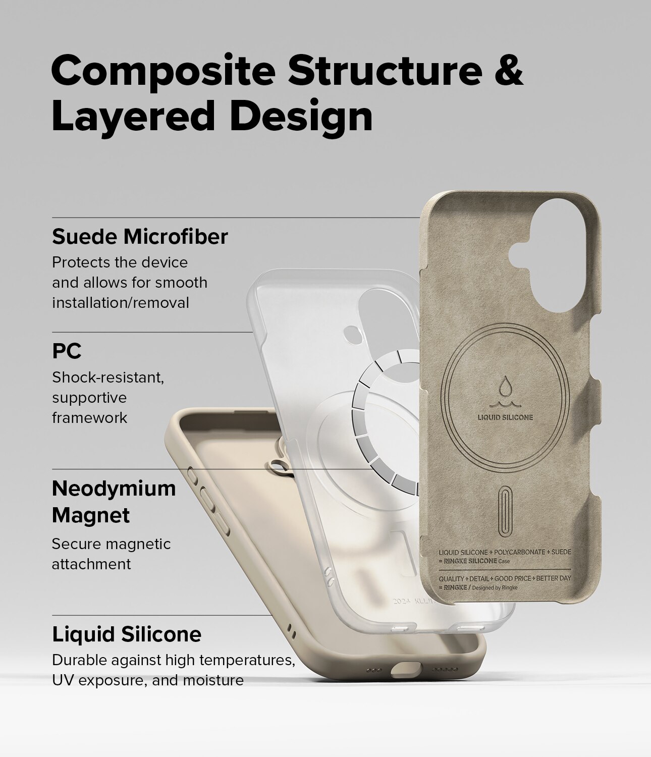 Silicone Magnetic Funda iPhone 16 Stone