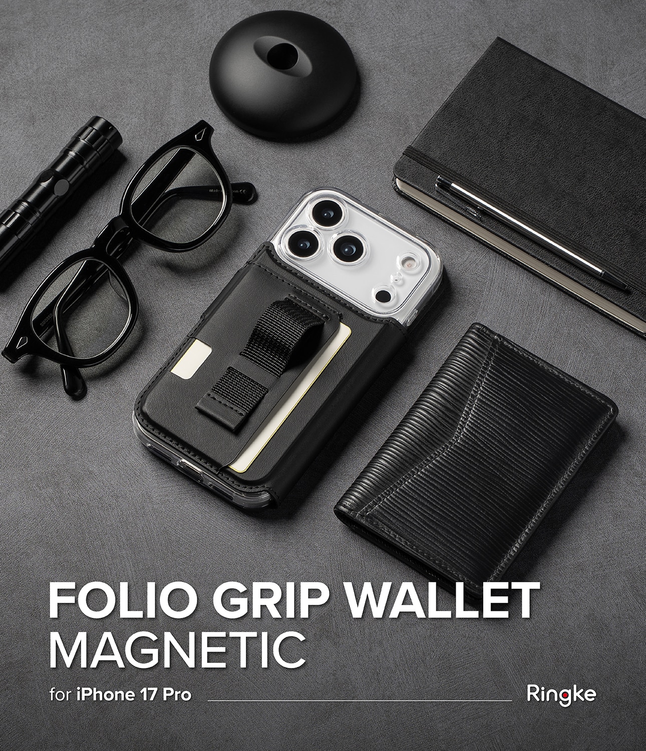 Folio Grip Wallet Magnetic iPhone 17 Pro Black
