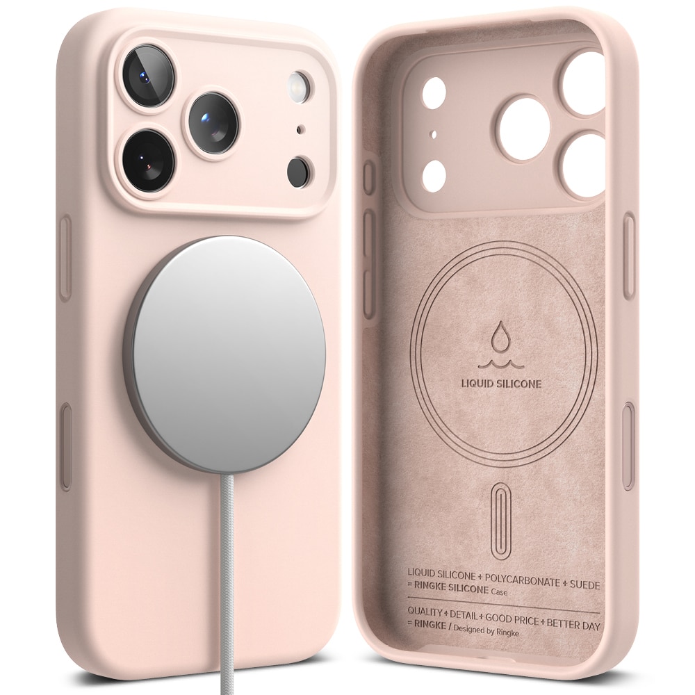 Silicone Magnetic Funda iPhone 17 Pro Max Pink Sand