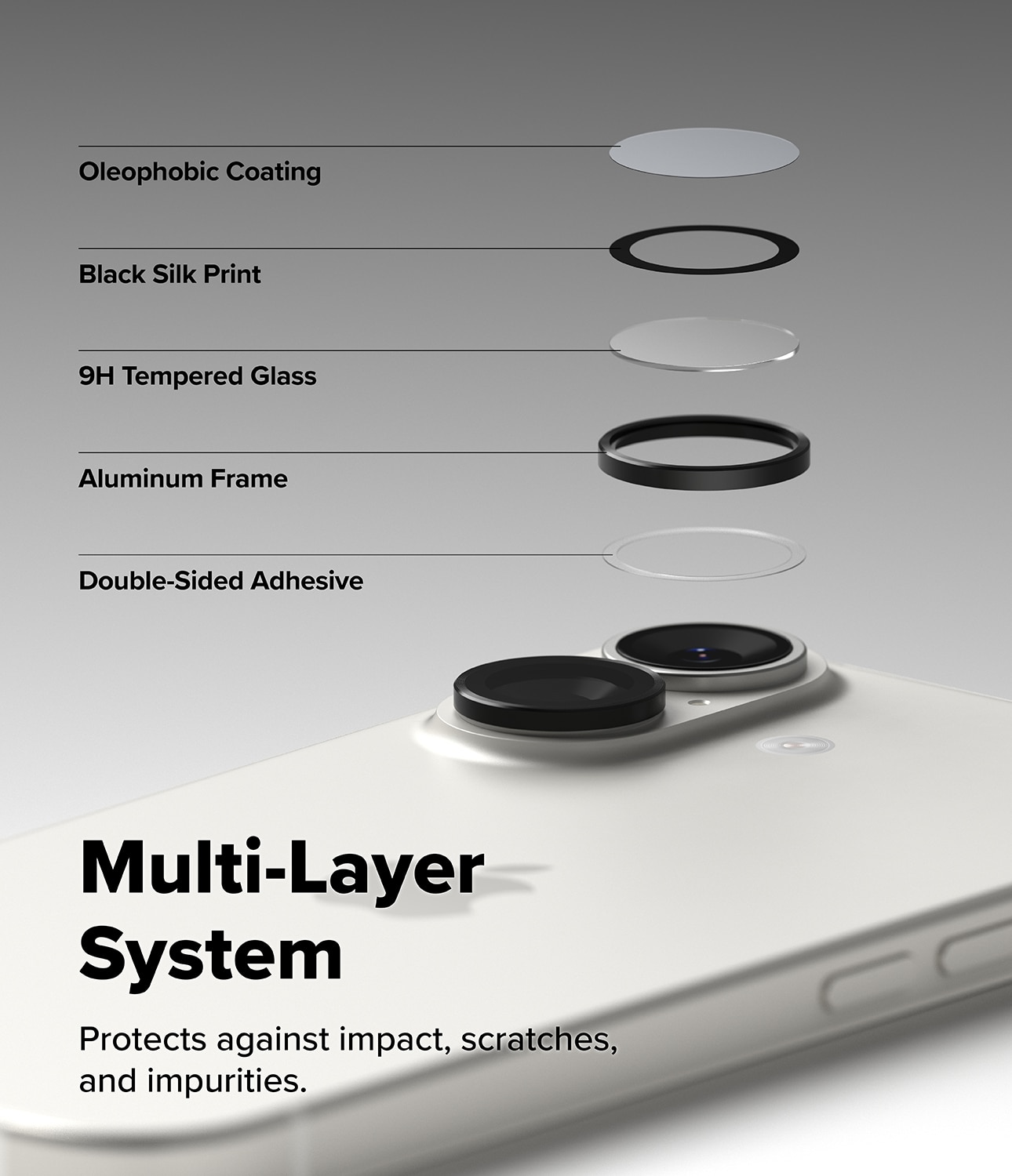 Camera Lens Frame Glass (2 piezas) iPhone 17 Black