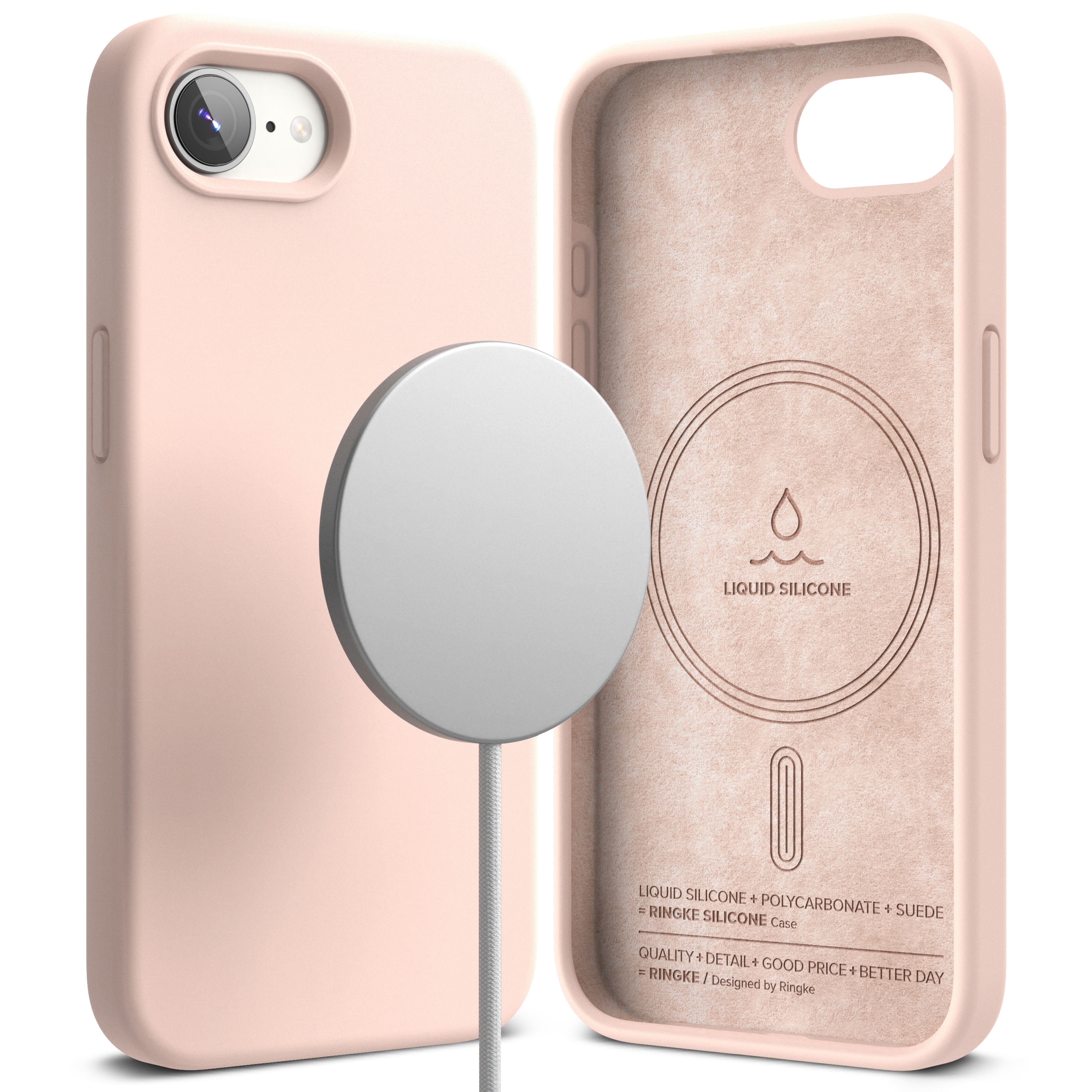 Silicone Magnetic Funda iPhone 16e Pink Sand