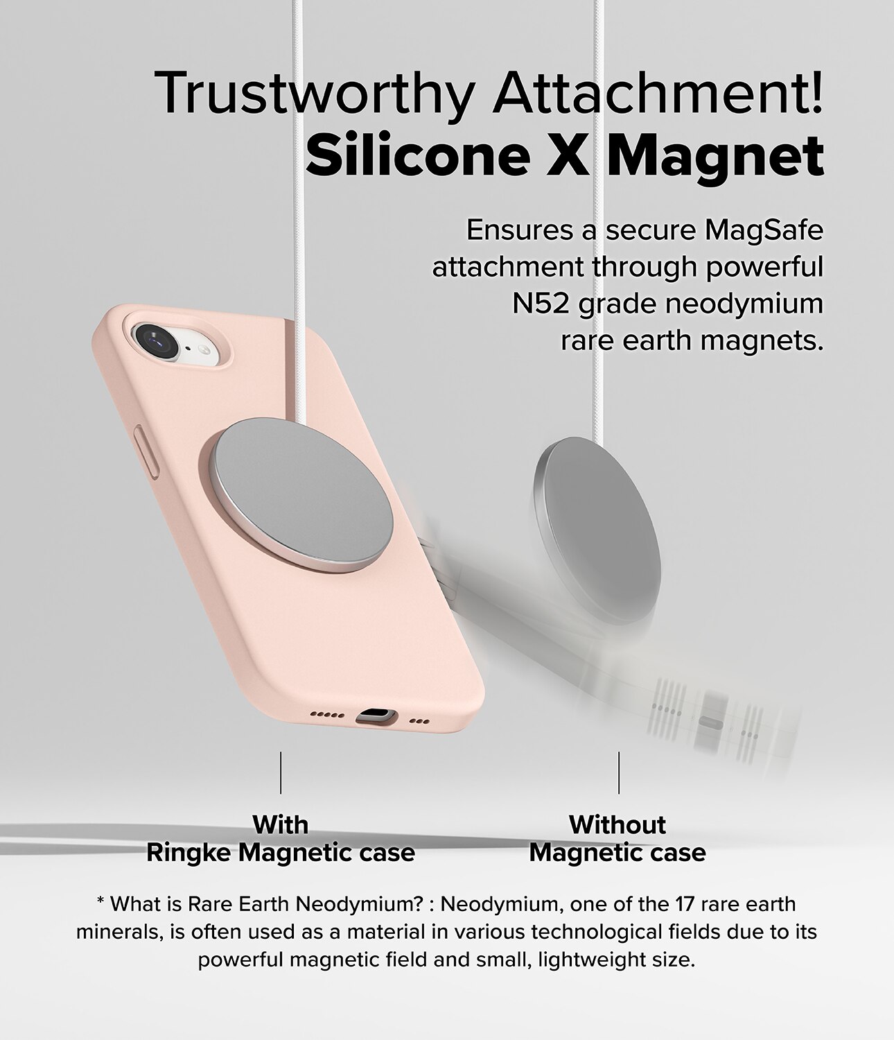 Silicone Magnetic Funda iPhone 16e Pink Sand
