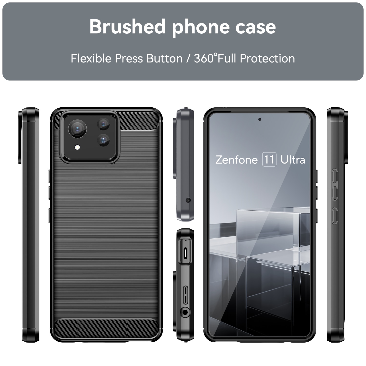 Funda TPU Brushed Asus Zenfone 11 Ultra Black