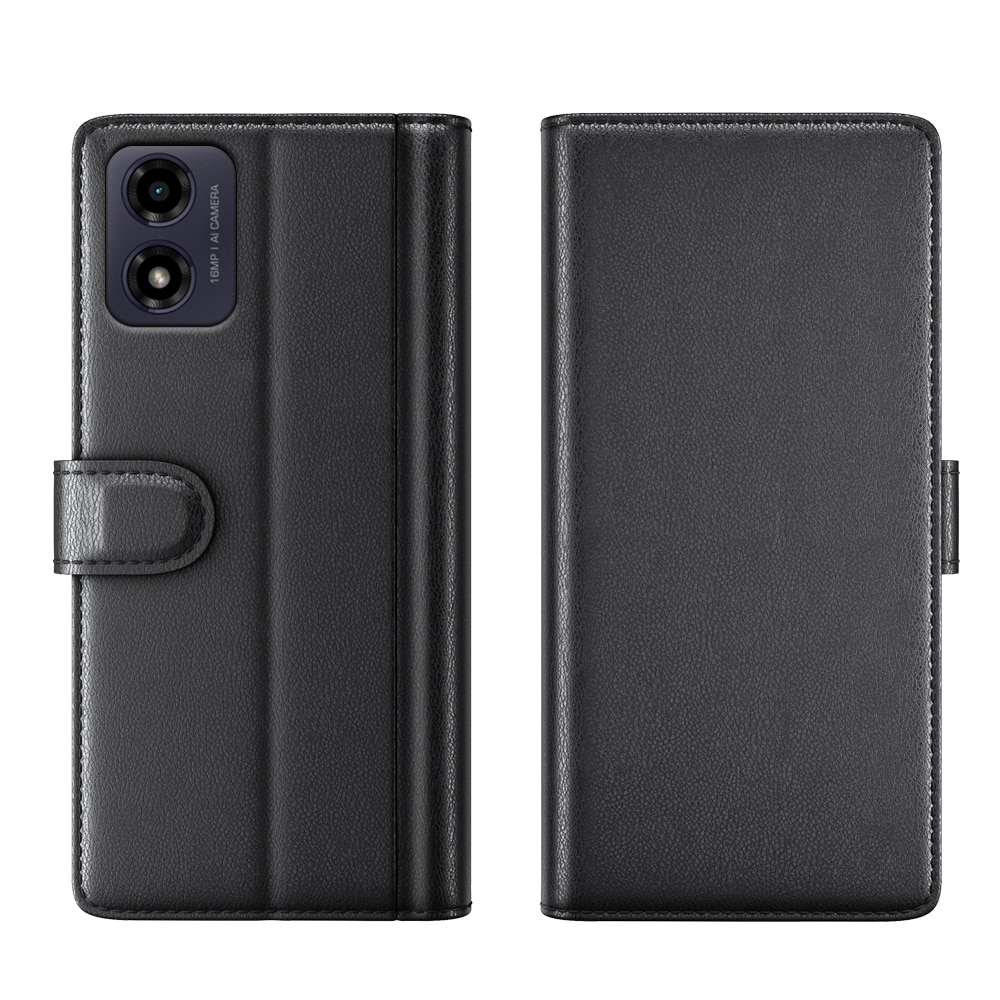 Funda de cuero genuino Motorola Moto G04, Negro