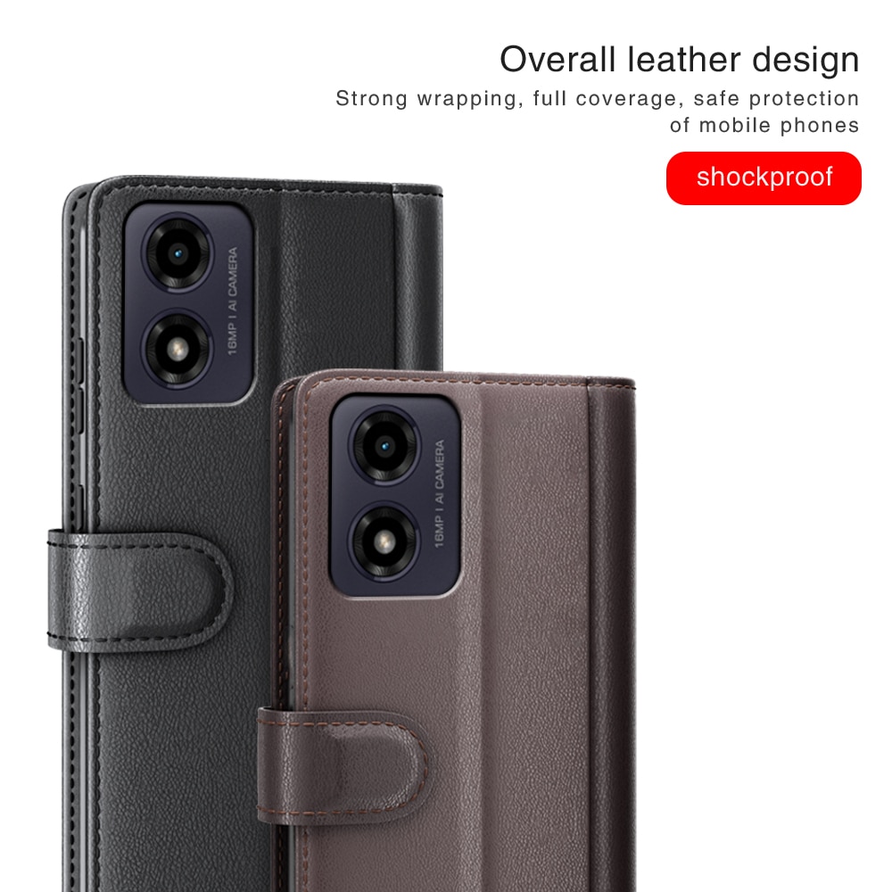 Funda de cuero genuino Motorola Moto G04, Negro