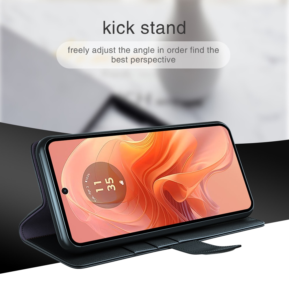 Funda de cuero genuino Motorola Moto G04, Negro