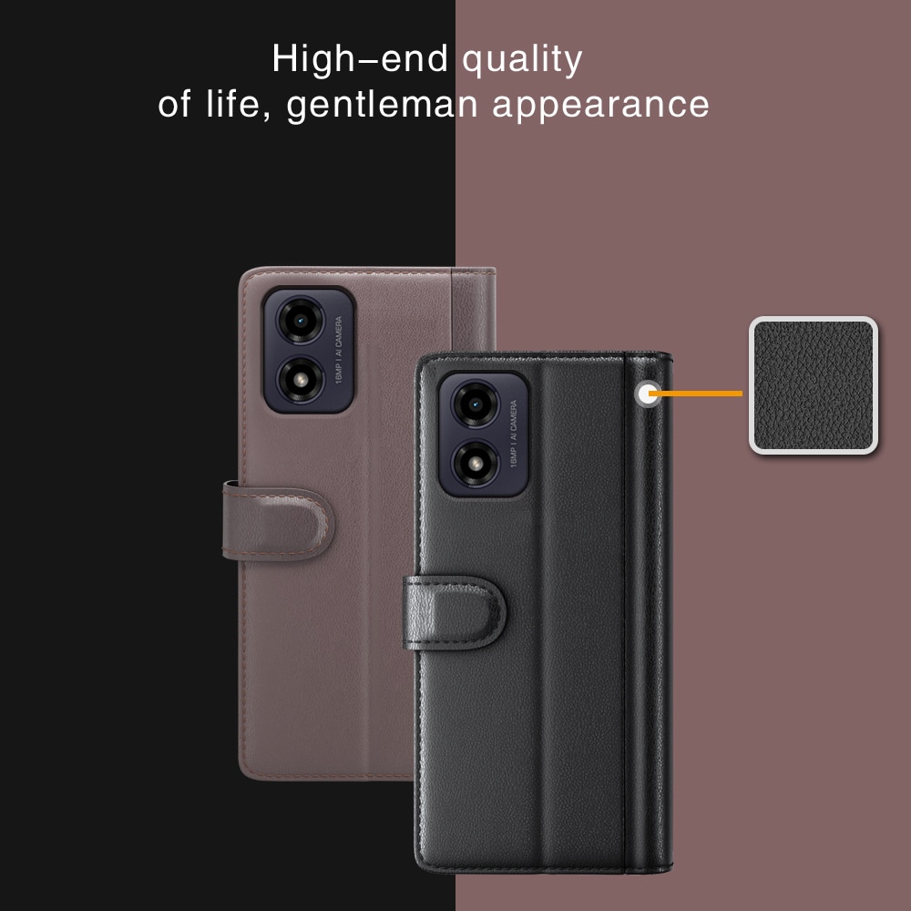 Funda de cuero genuino Motorola Moto G04, Negro